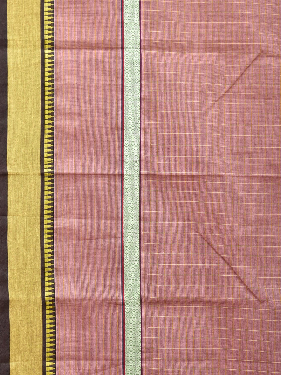 Light Mauve Narayanpet Cotton Handloom Saree with Checks and Big Border Design No Blouse np0701