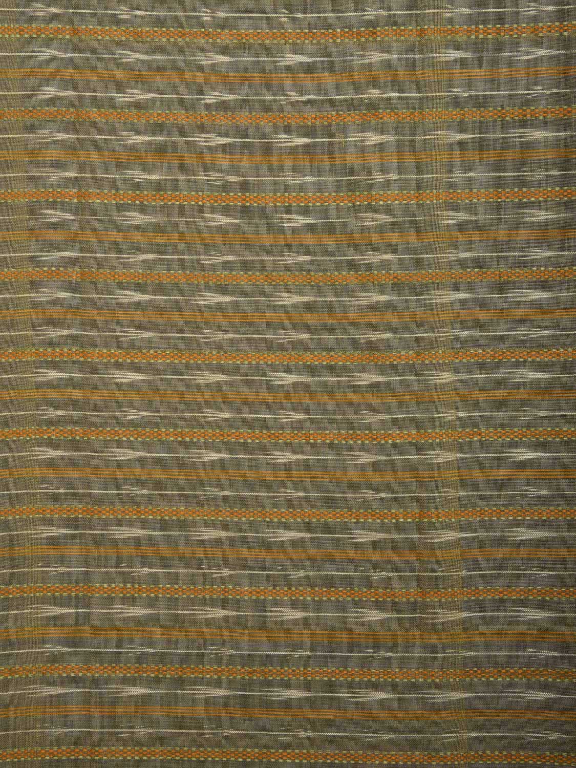 Light Olive Pochampally Ikat Cotton Handloom Blouse with Strips Design Length 1mt Width 44 Inches BL0143