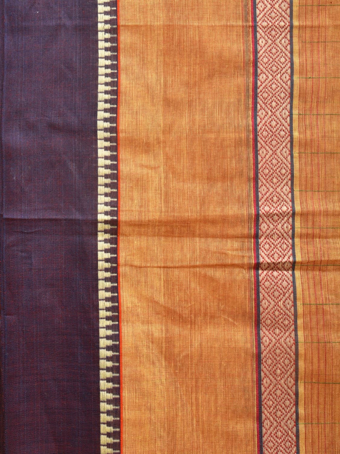 Light Orange Narayanpet Cotton Handloom Saree with Strips Design No Blouse np0745