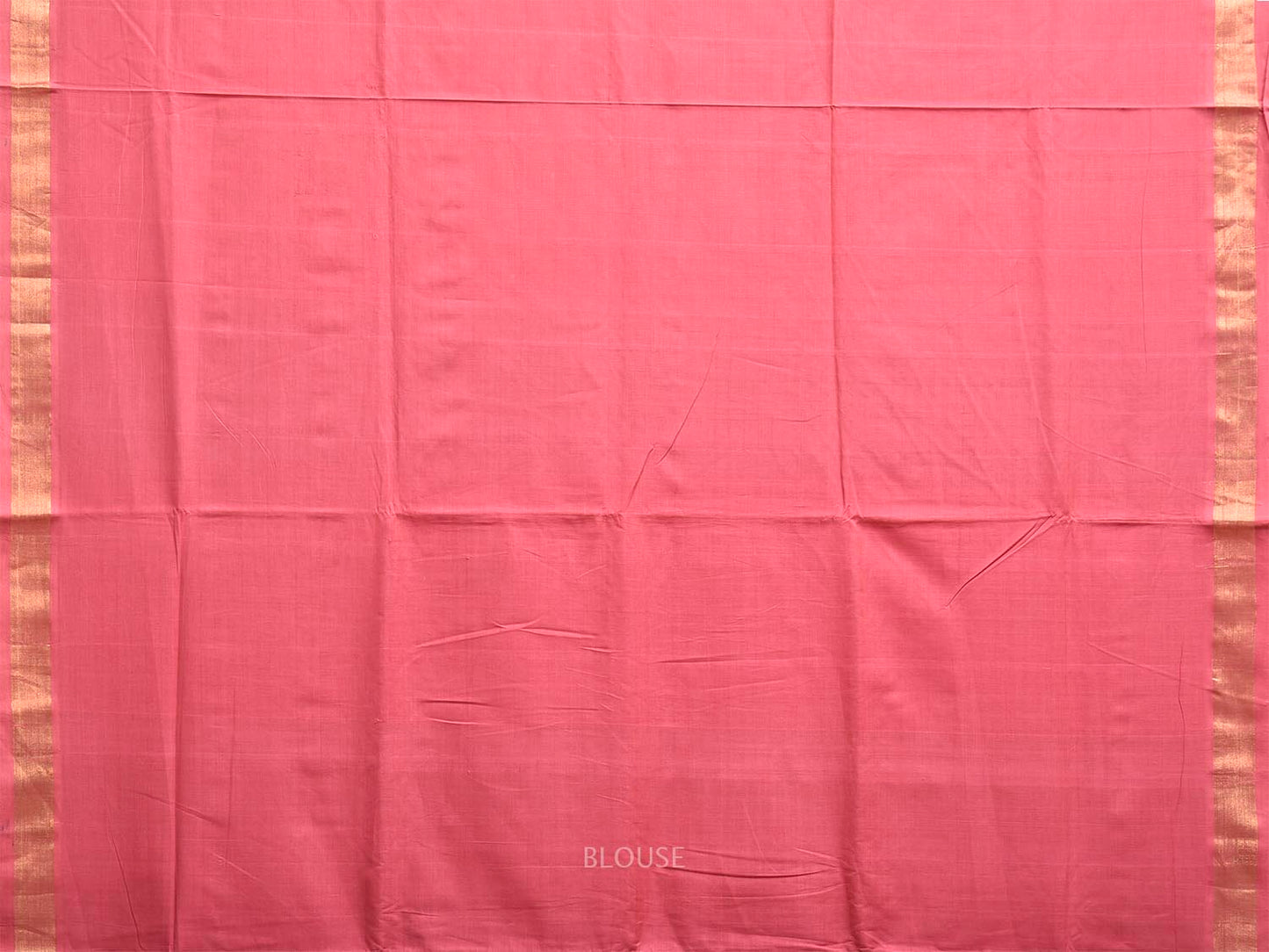 Light Pink Khadi Cotton Handloom Plain Saree with Zari Strips Pallu Design kh0716