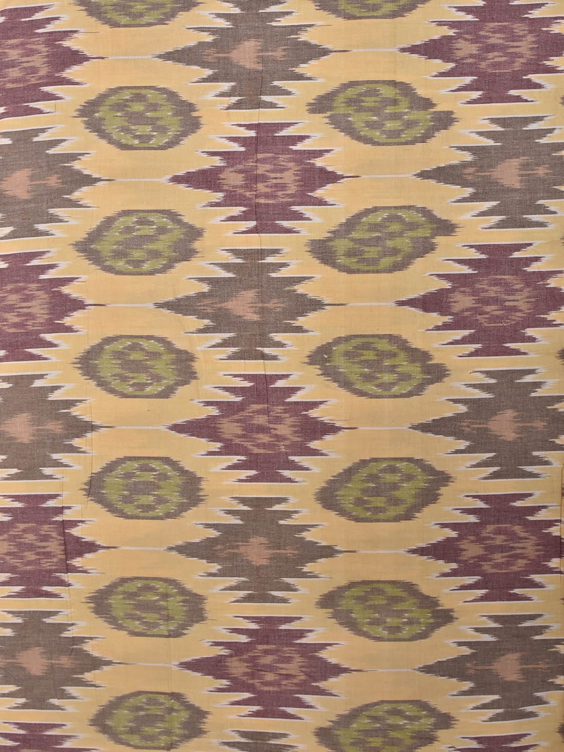 Light Yellow Pochampally Ikat Cotton Handloom Blouse with Strips Design Length 1mt Width 44 Inches BL0164