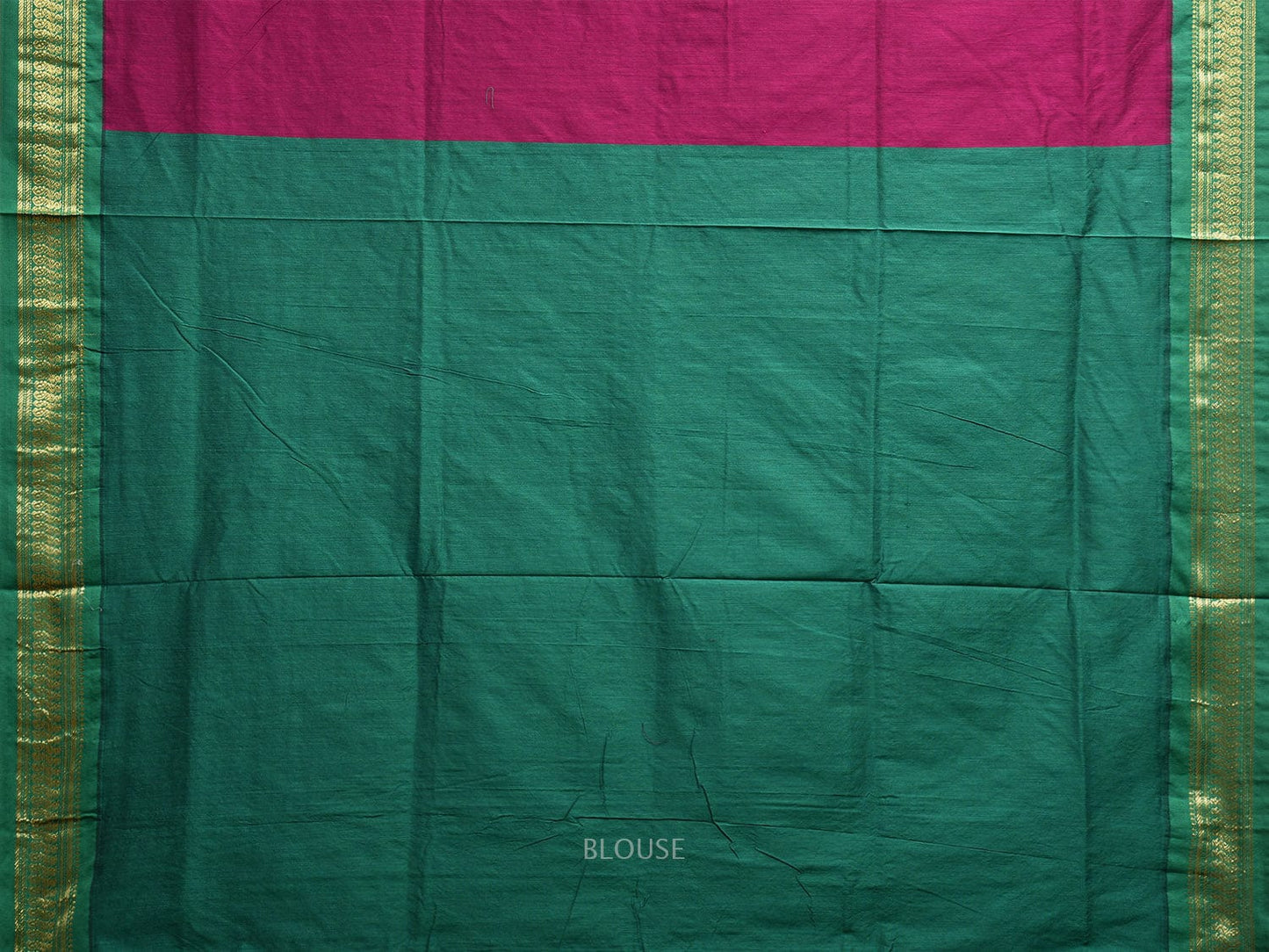 Magenta and Green Gadwal Cotton Viscose Saree with Border and Pallu Design g0460