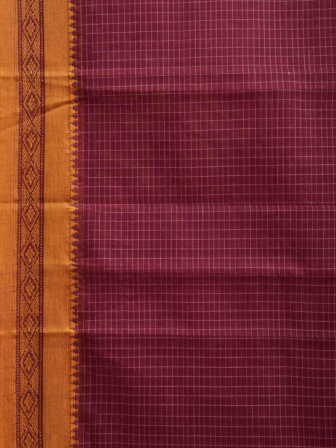 Magenta and Yellow Narayanpet Cotton Handloom Saree with Checks Design No Blouse np1142