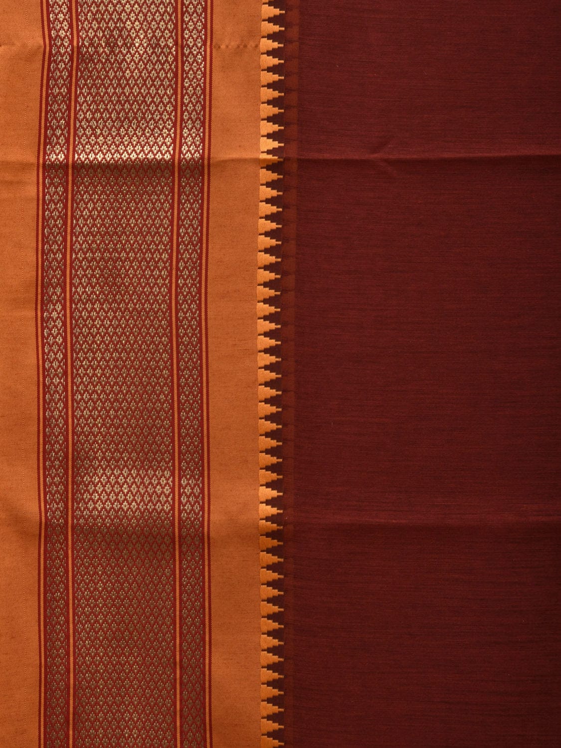 Maroon and Mustard Bamboo Cotton Plain Saree with Zari Border Design bc0047