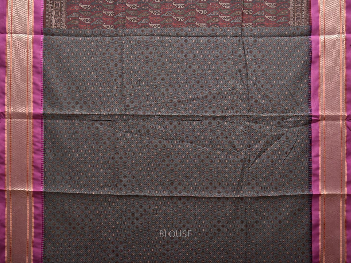 Maroon and Purple Bamboo Cotton Saree with Digital Print Design bc0686