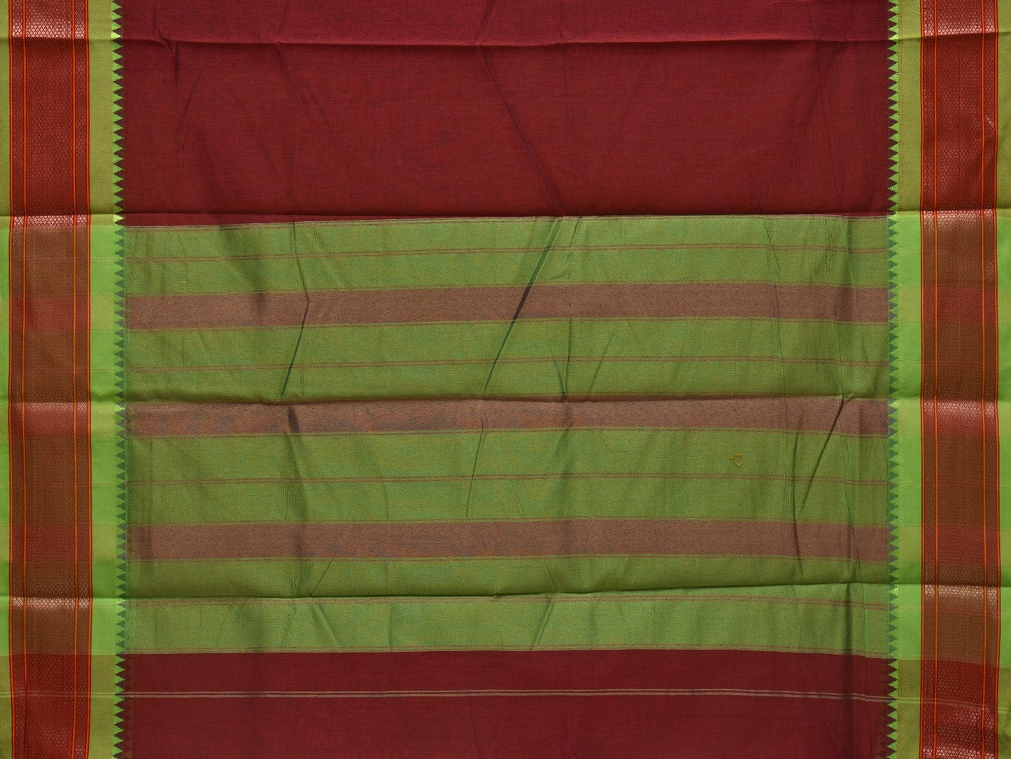 Maroon Bamboo Cotton Plain Saree with Narayanpet Border Design No Blouse o0345