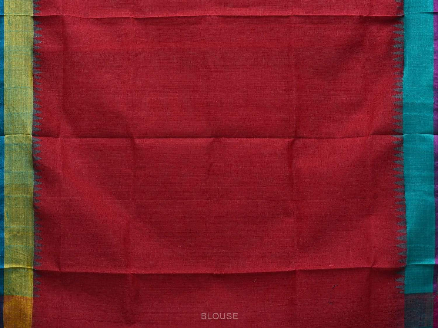 Maroon Khadi Cotton Handloom Plain Saree with Ganga-Jamuna Border Design kh0528