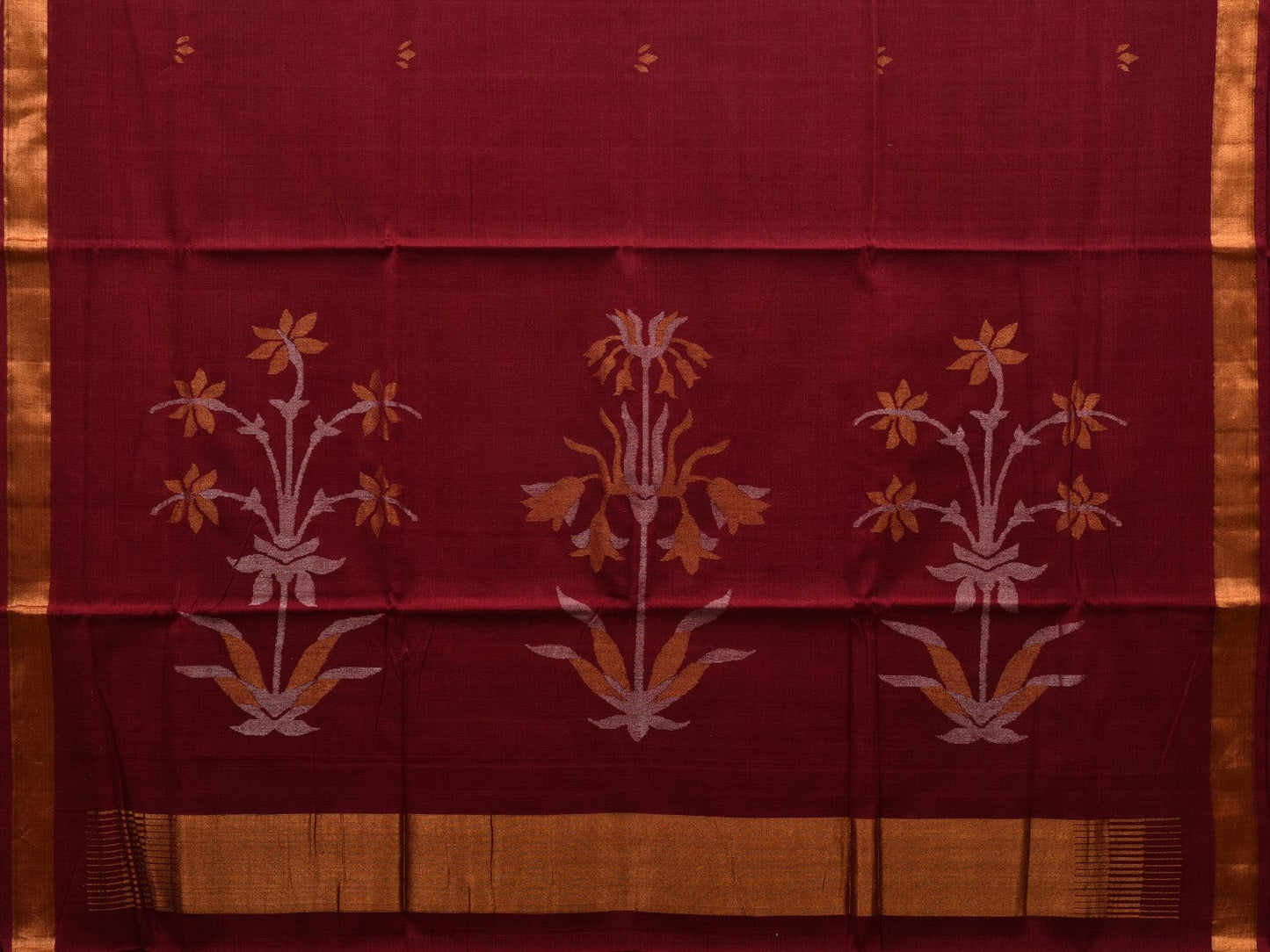 Maroon Khadi Cotton Handloom Saree with Pallu Design kh0547