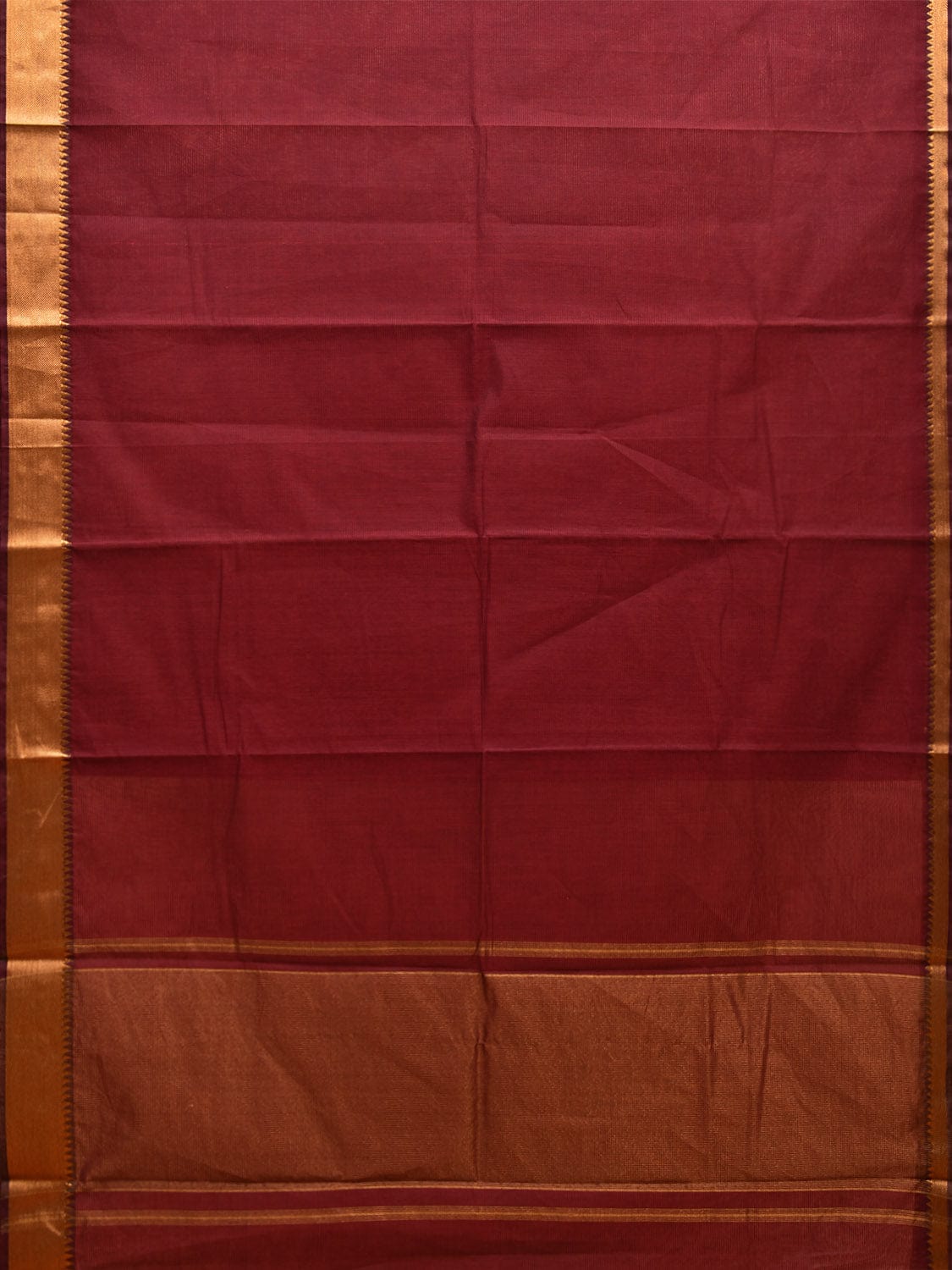 Maroon Mangalgiri Cotton Handloom Saree with Strips and Zari Border Design No Blouse mn0080