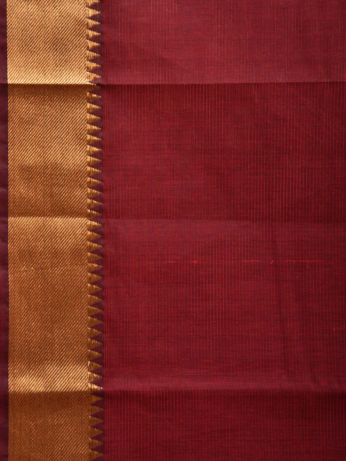 Maroon Mangalgiri Cotton Handloom Saree with Strips and Zari Border Design No Blouse mn0080