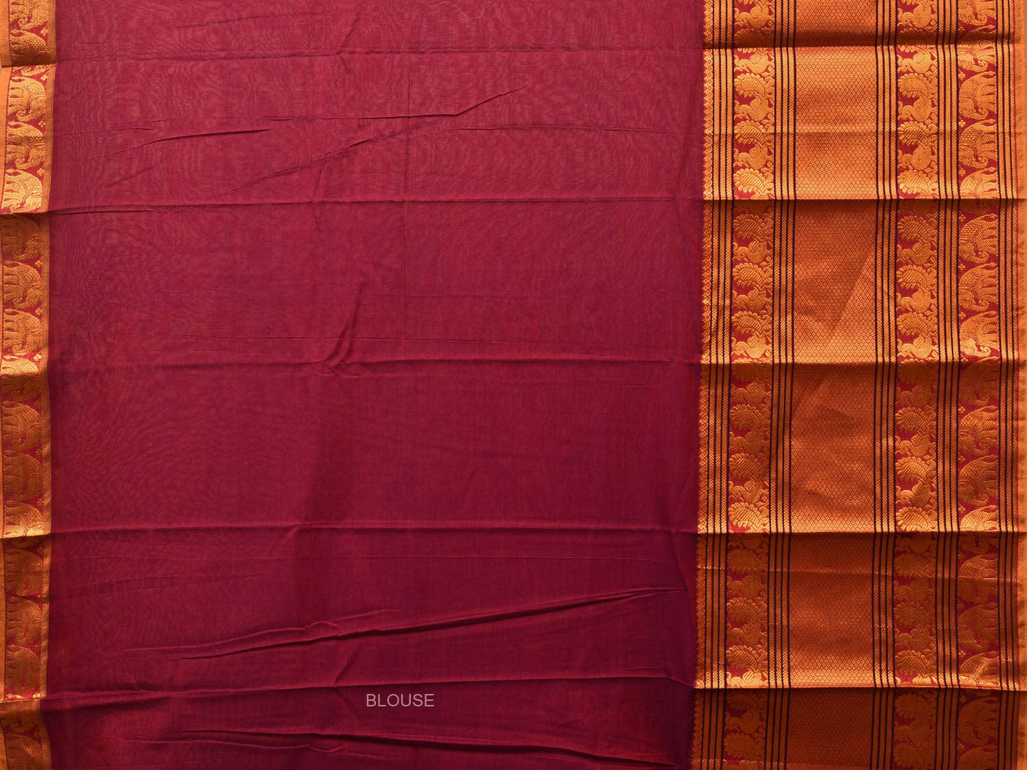 Maroon Narayanpet Cotton Handloom Saree with Big Zari Border Design np0685