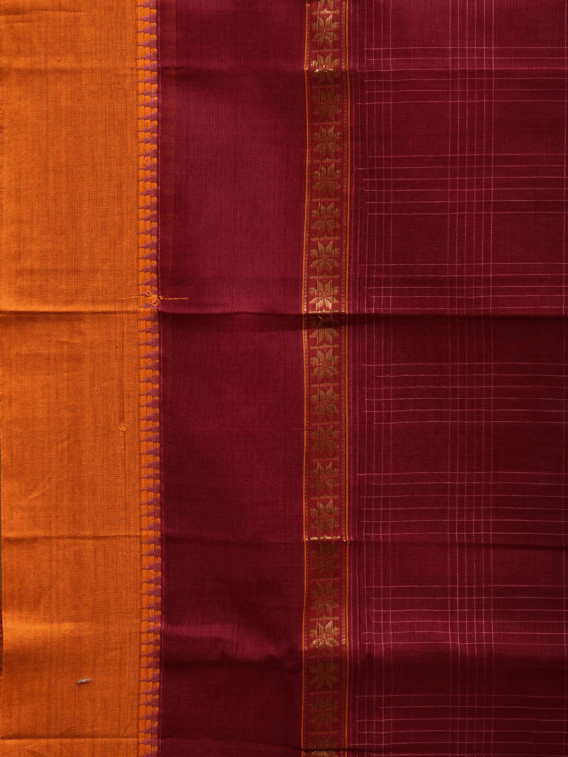 Maroon Narayanpet Cotton Handloom Saree with Checks Design No Blouse np0565