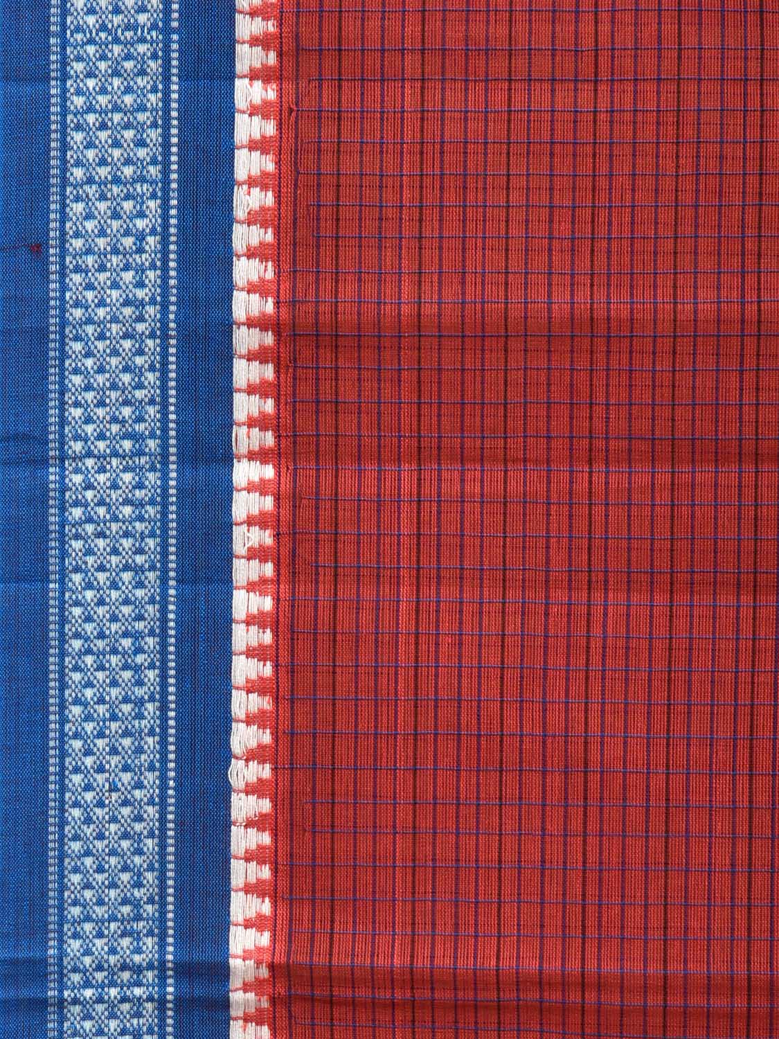 Maroon Narayanpet Cotton Handloom Saree with Checks Design No Blouse np0663