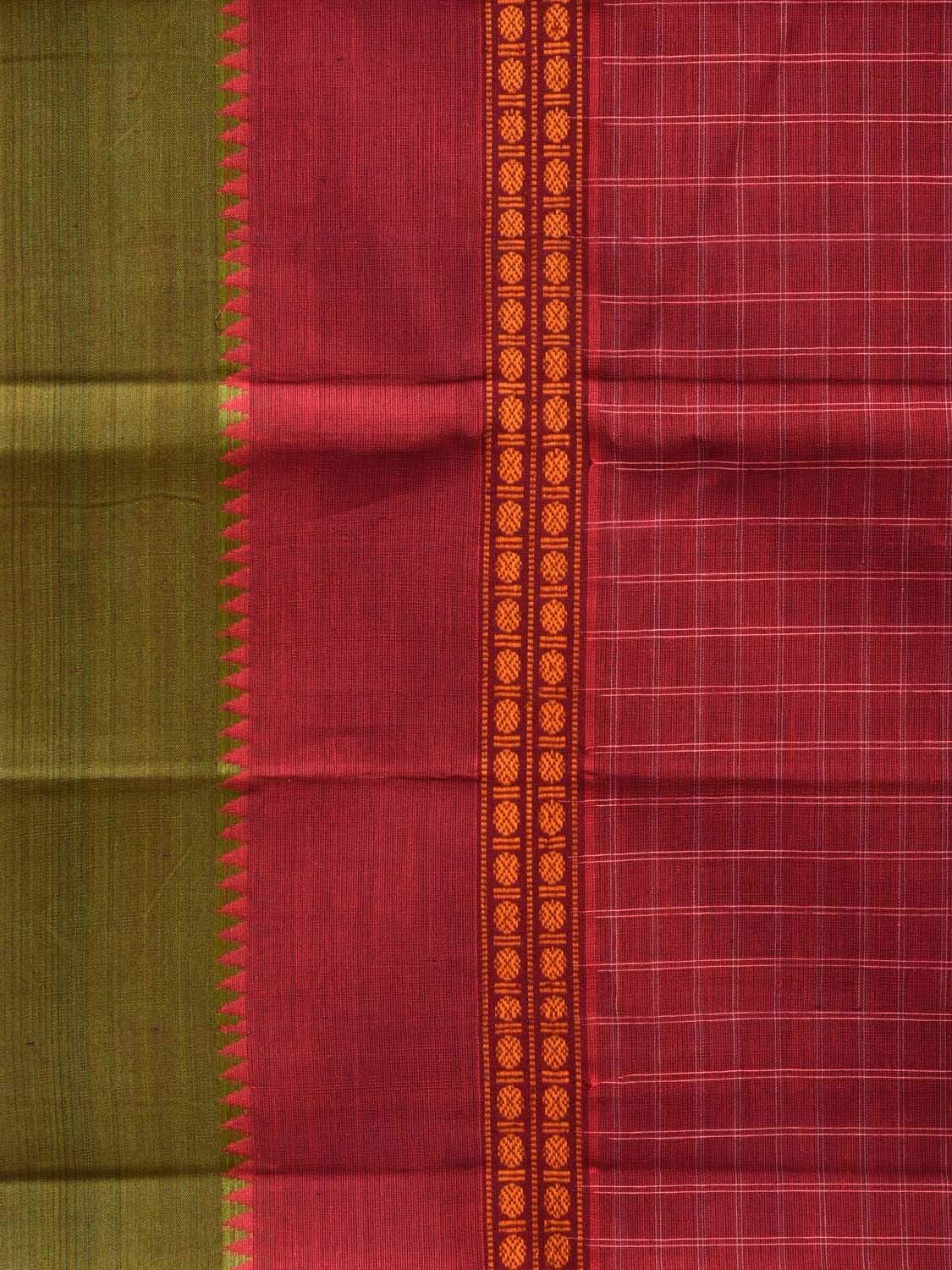 Maroon Narayanpet Cotton Handloom Saree with Checks Design np0451