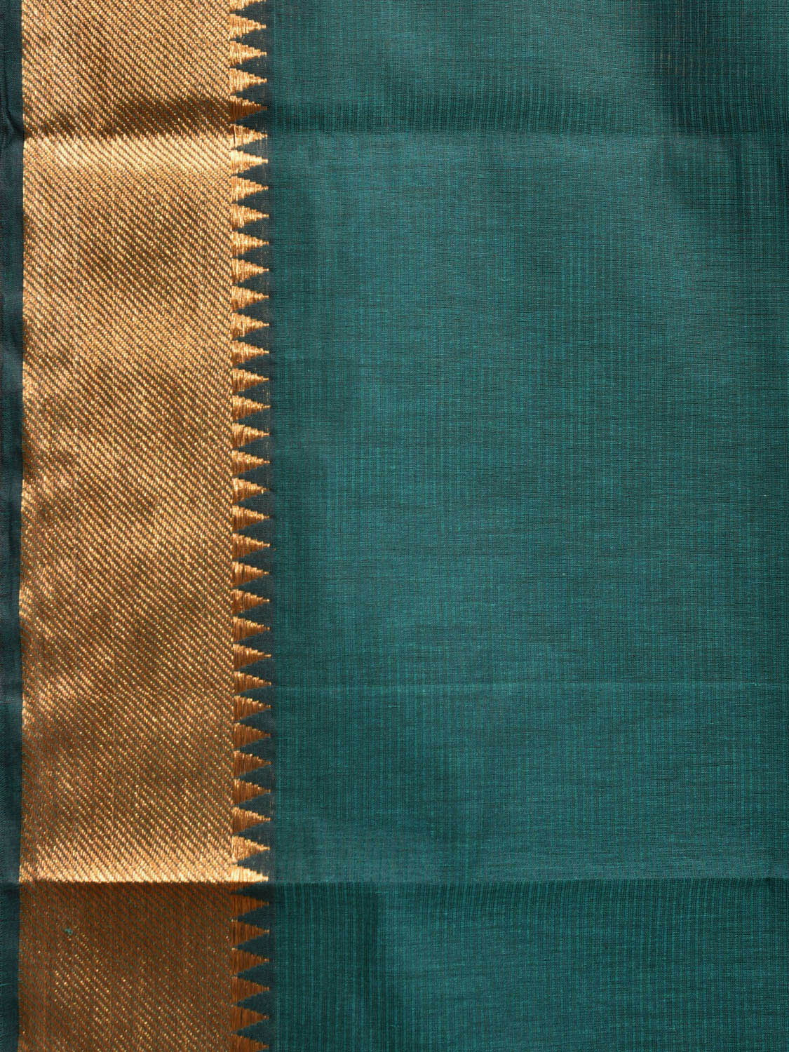 Green Mangalgiri Cotton Handloom Saree with Strips and Small Temple Border Design No Blouse mn0073