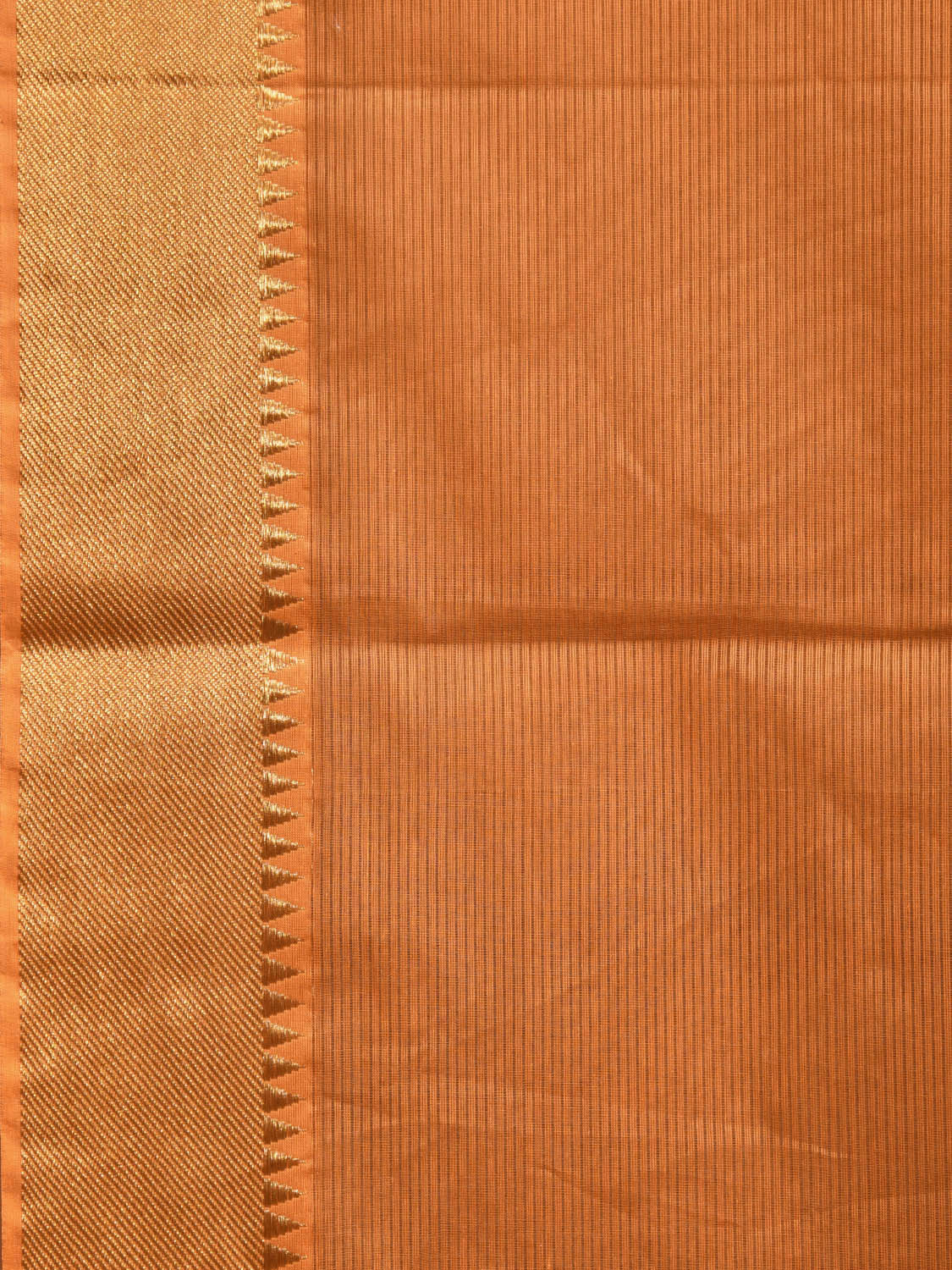 Mustard Mangalgiri Cotton Handloom Saree with Strips and Small Temple Border Design No Blouse mn0074