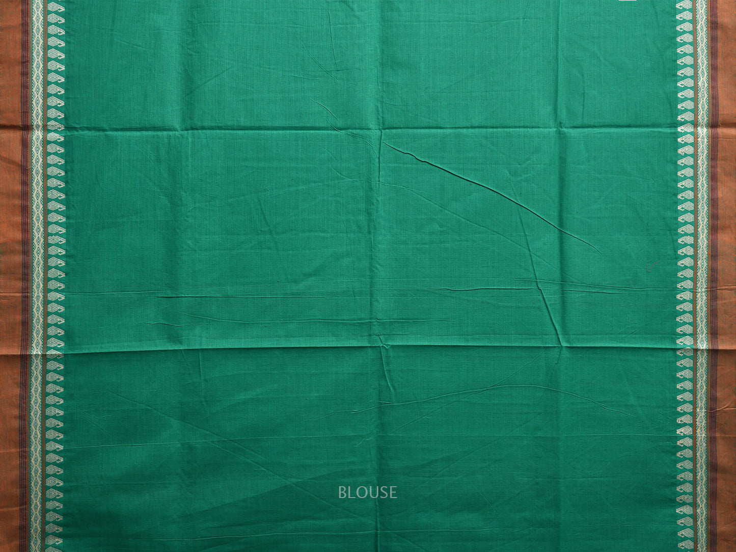 Green Mangalgiri Cotton Plain Saree with Border and Strips Pallu Design mn0094