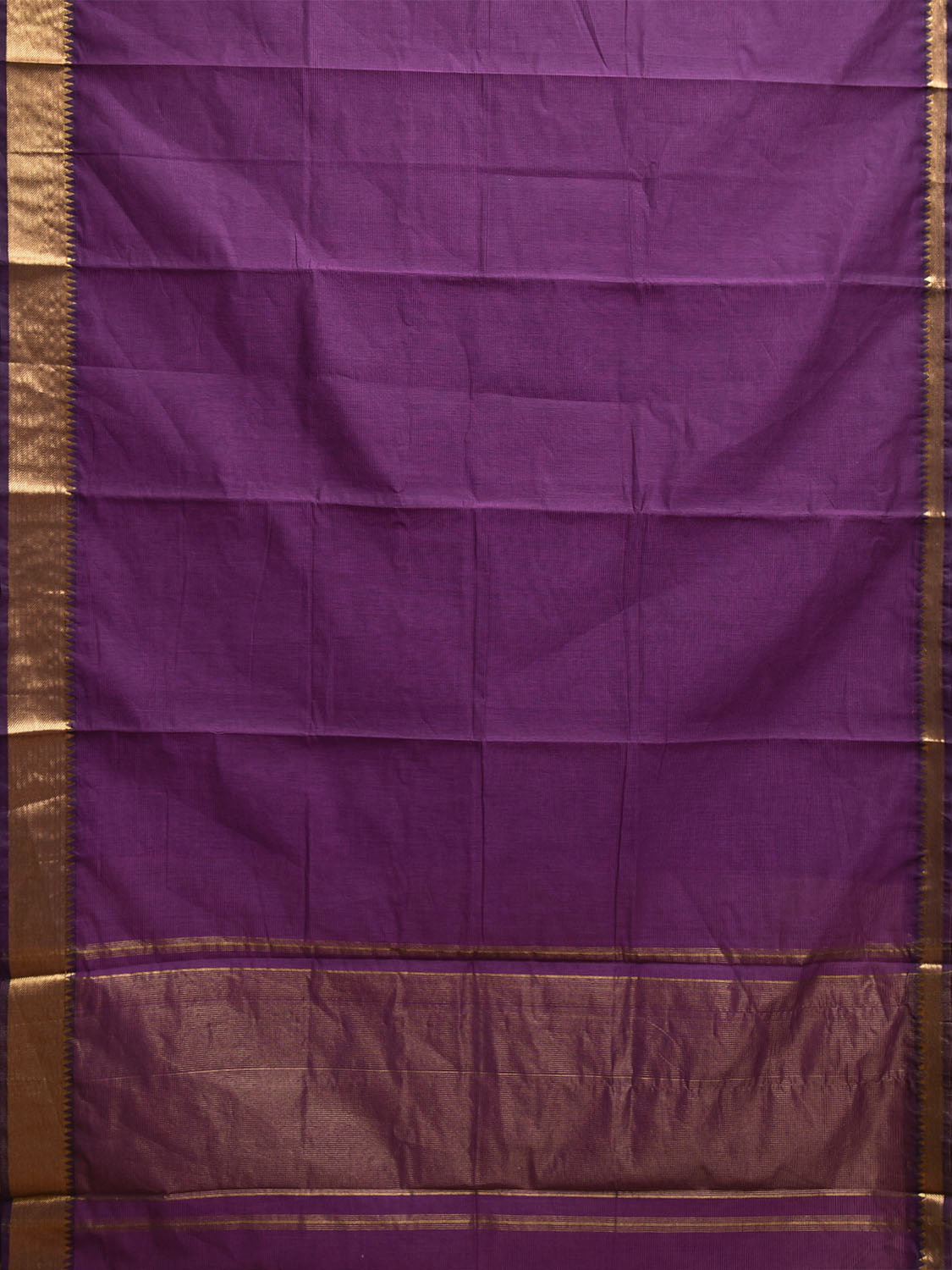 Purple Mangalgiri Cotton Handloom Saree with Strips and Small Temple Border Design No Blouse mn0110