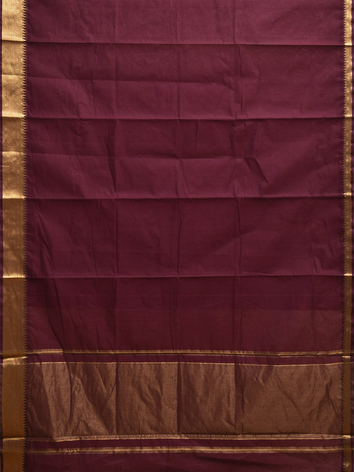 Maroon Mangalgiri Cotton Handloom Saree with Strips and Small Temple Border Design No Blouse mn0112
