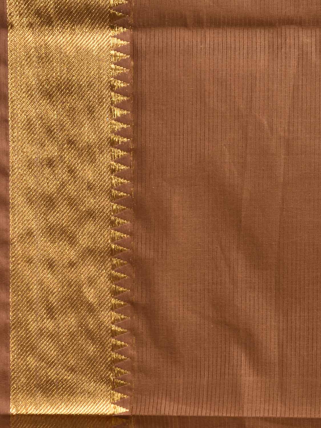 Fawn Mangalgiri Cotton Handloom Saree with Strips and Small Temple Border Design No Blouse mn0118