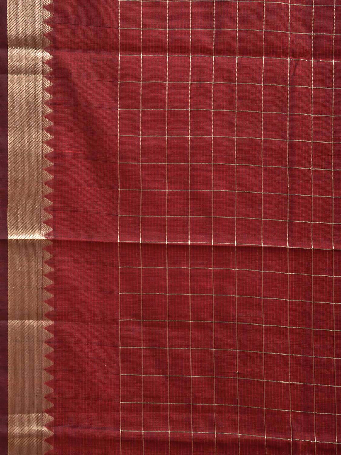 Red Mangalgiri Cotton Handloom Saree with Checks Design mn0123