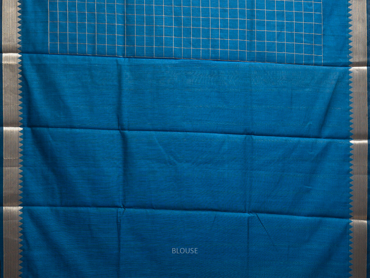 Blue Mangalgiri Cotton Handloom Saree with Checks Design mn0126