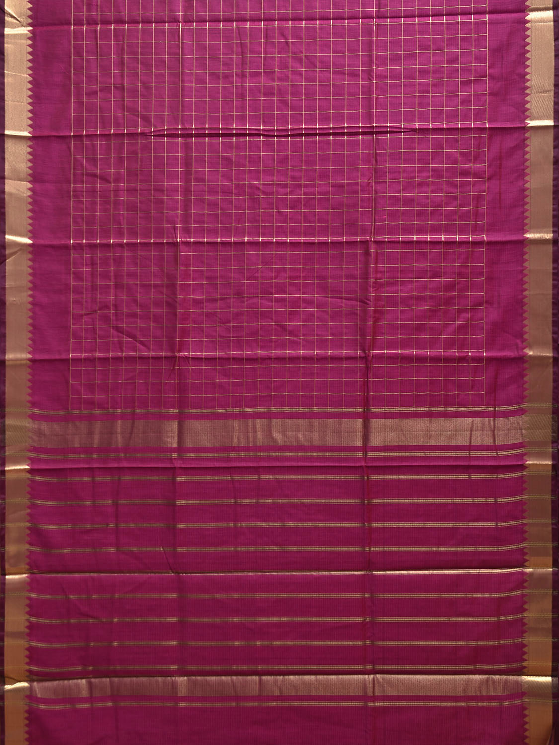 Magenta Mangalgiri Cotton Handloom Saree with Checks Design mn0127