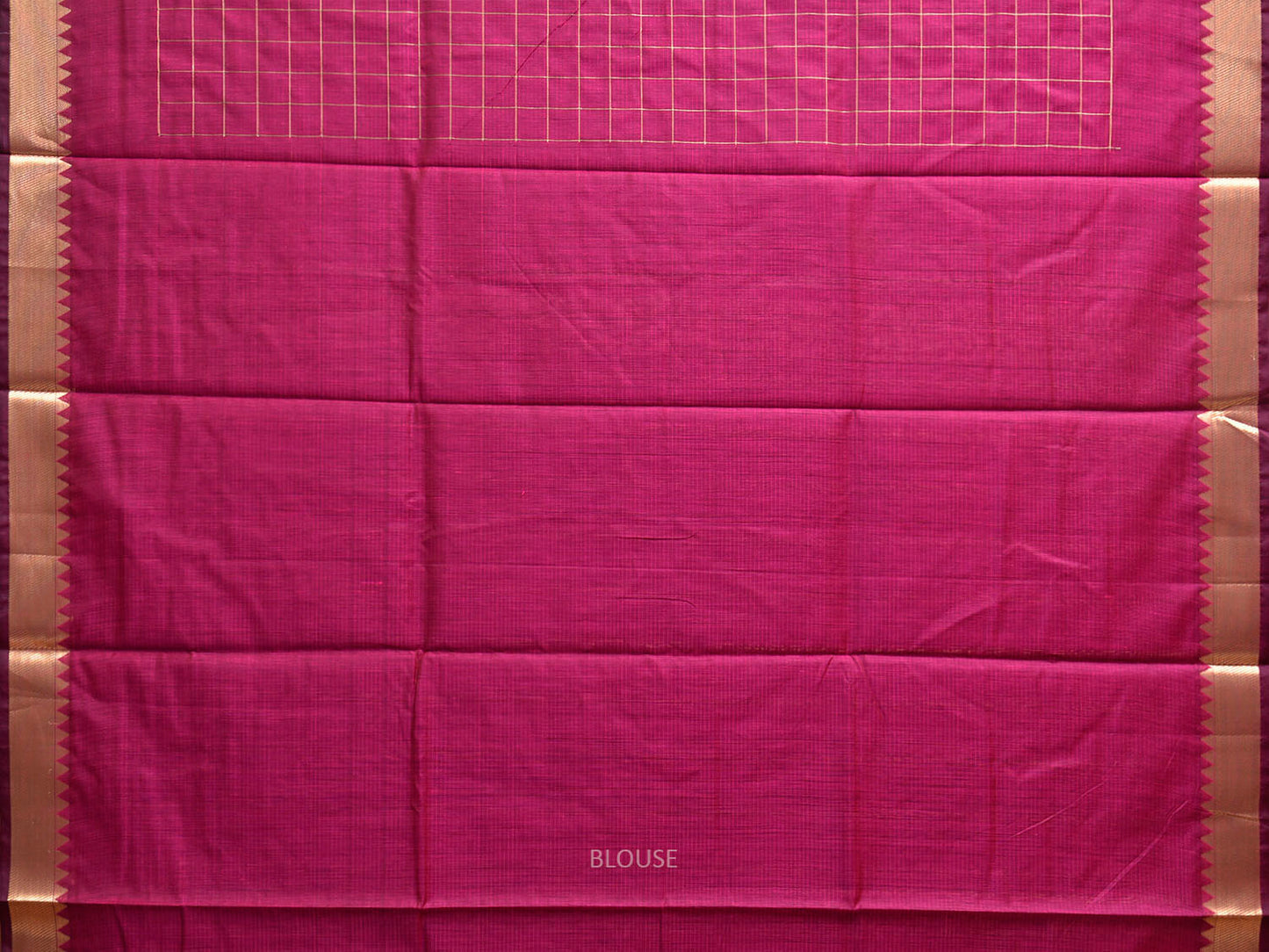 Magenta Mangalgiri Cotton Handloom Saree with Checks Design mn0127