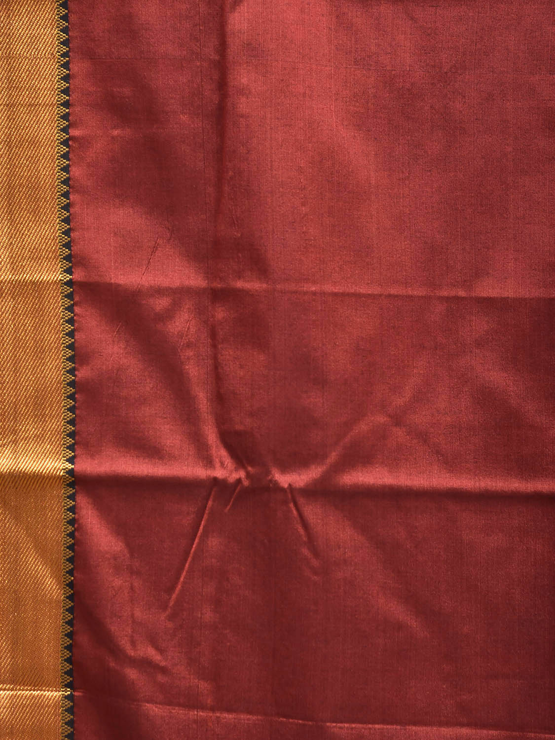 Dark Red Mangalgiri Cotton Viscose Plain Saree with Strips Pallu Design mn0130