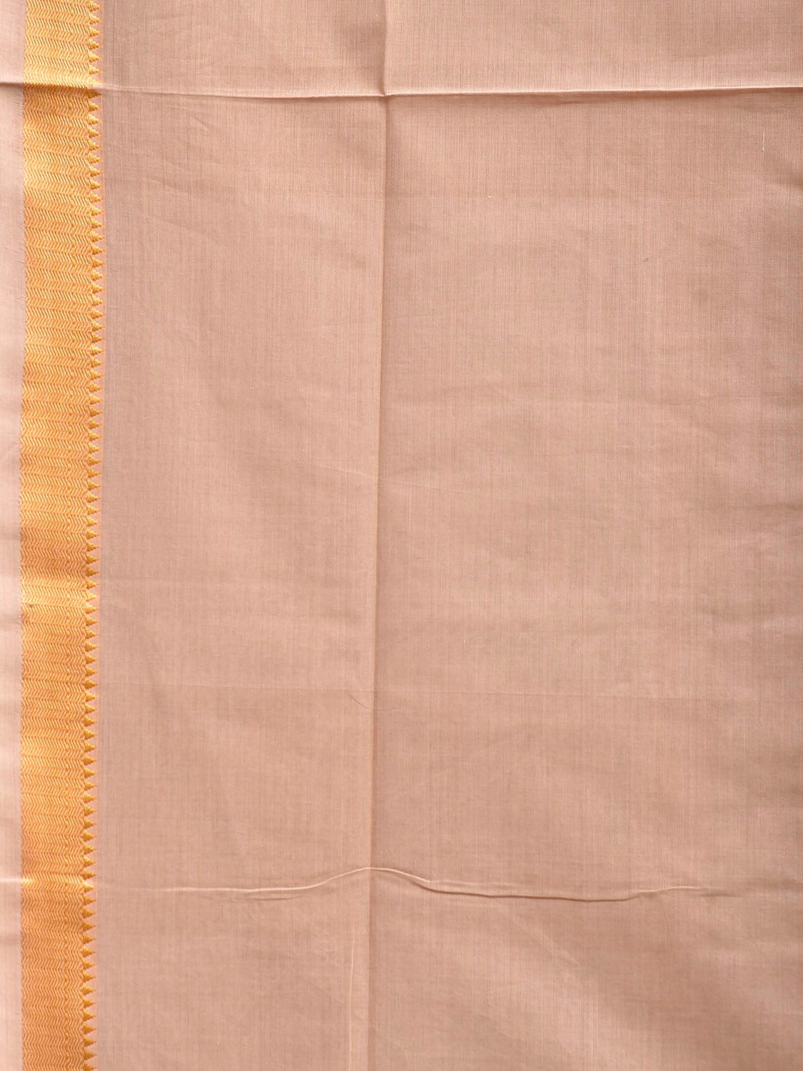 Cream Mangalgiri Cotton Handloom Plain Saree with Strips Pallu Design No Blouse mn0131