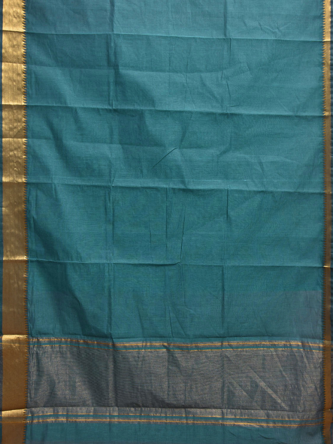 Teal Mangalgiri Cotton Handloom Saree with Strips Design No Blouse mn0132