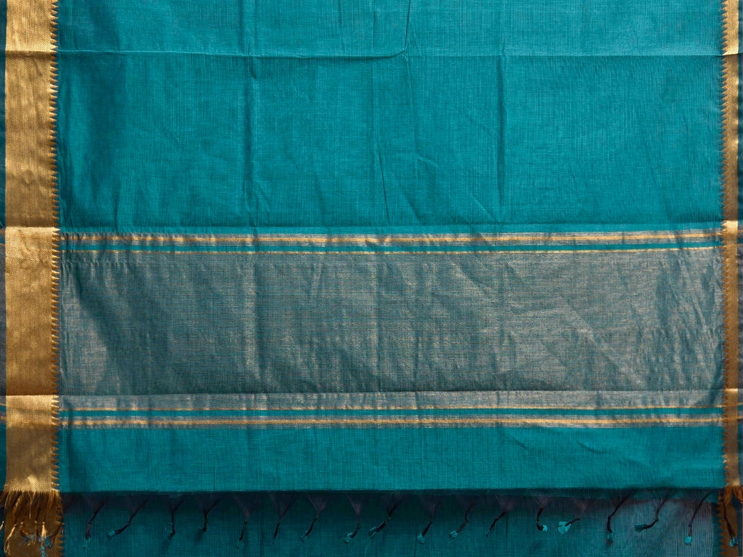 Teal Mangalgiri Cotton Handloom Saree with Strips Design No Blouse mn0132