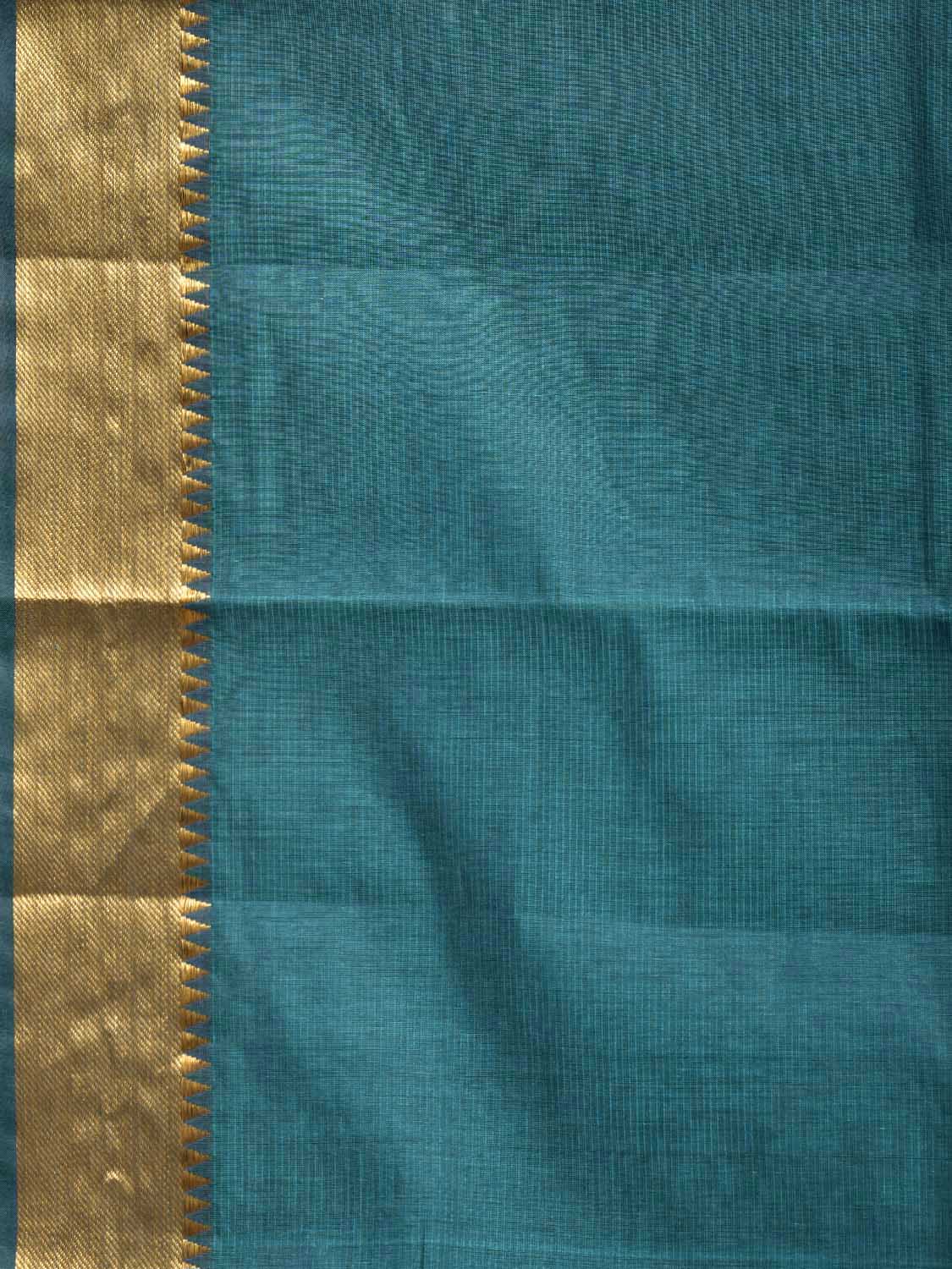 Teal Mangalgiri Cotton Handloom Saree with Strips Design No Blouse mn0132