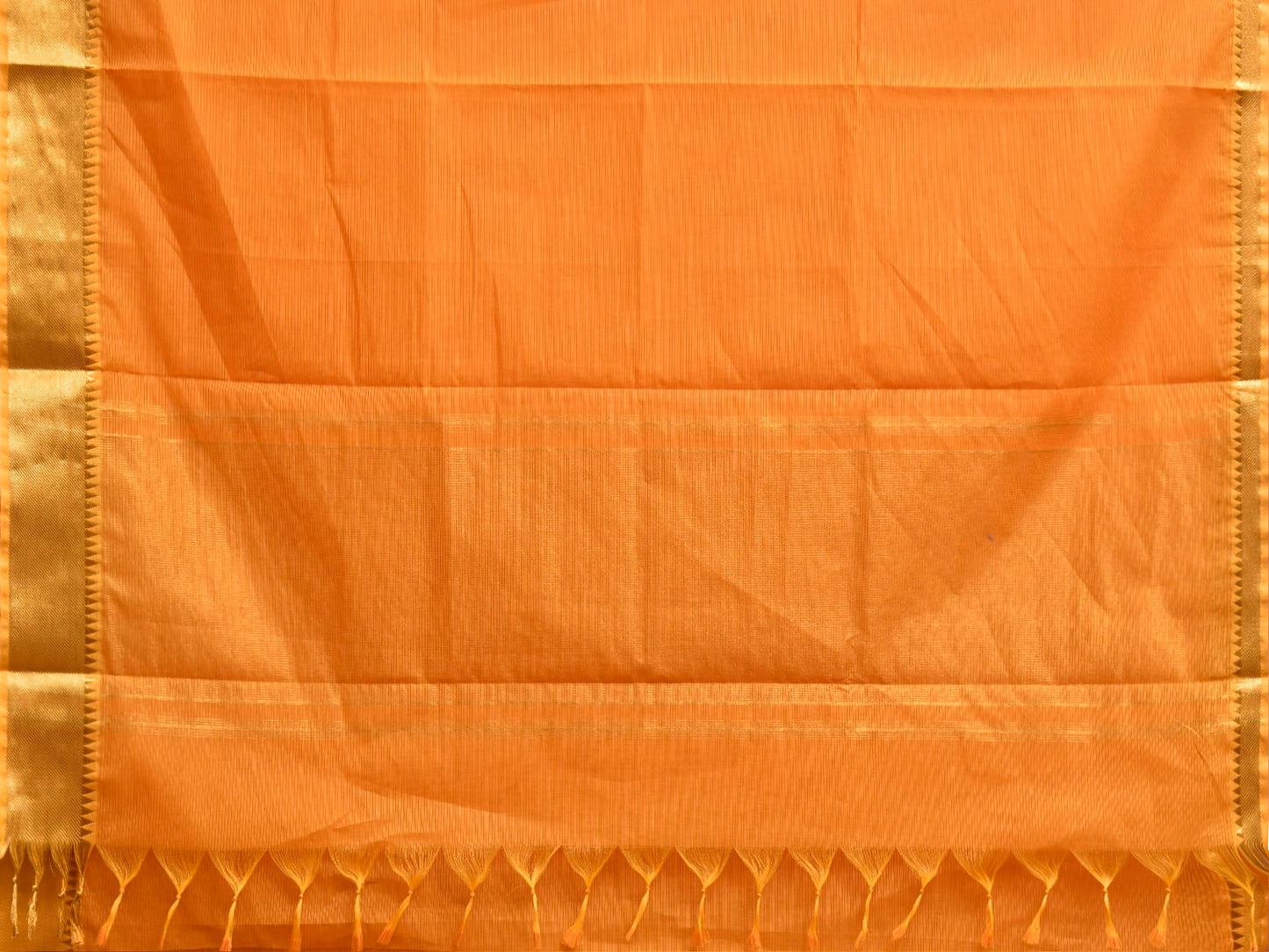 Orange Mangalgiri Cotton Handloom Saree with Strips Design No Blouse mn0133