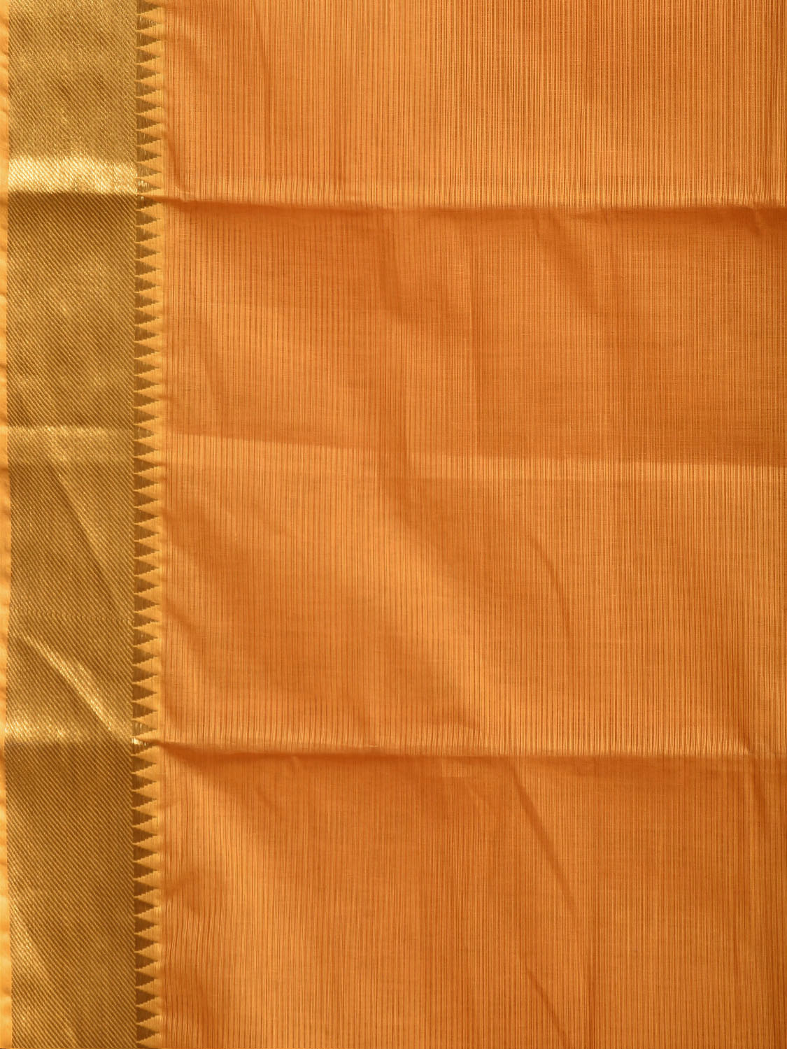 Orange Mangalgiri Cotton Handloom Saree with Strips Design No Blouse mn0133