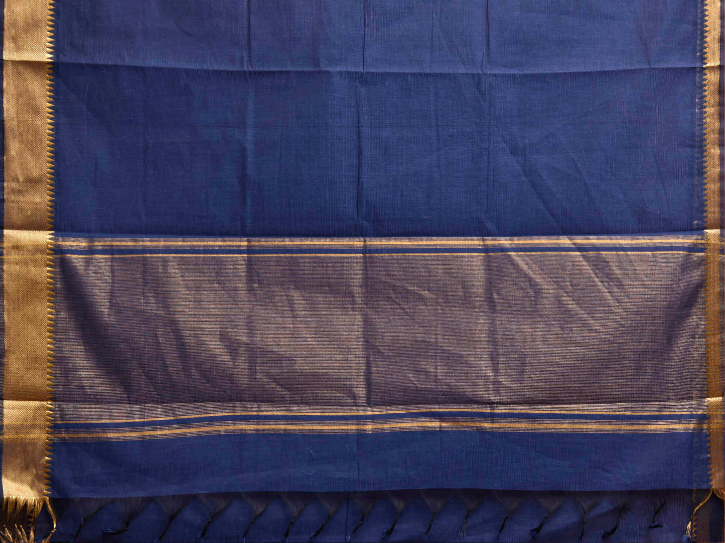 Dark Blue Mangalgiri Cotton Handloom Saree with Strips Design No Blouse mn0134