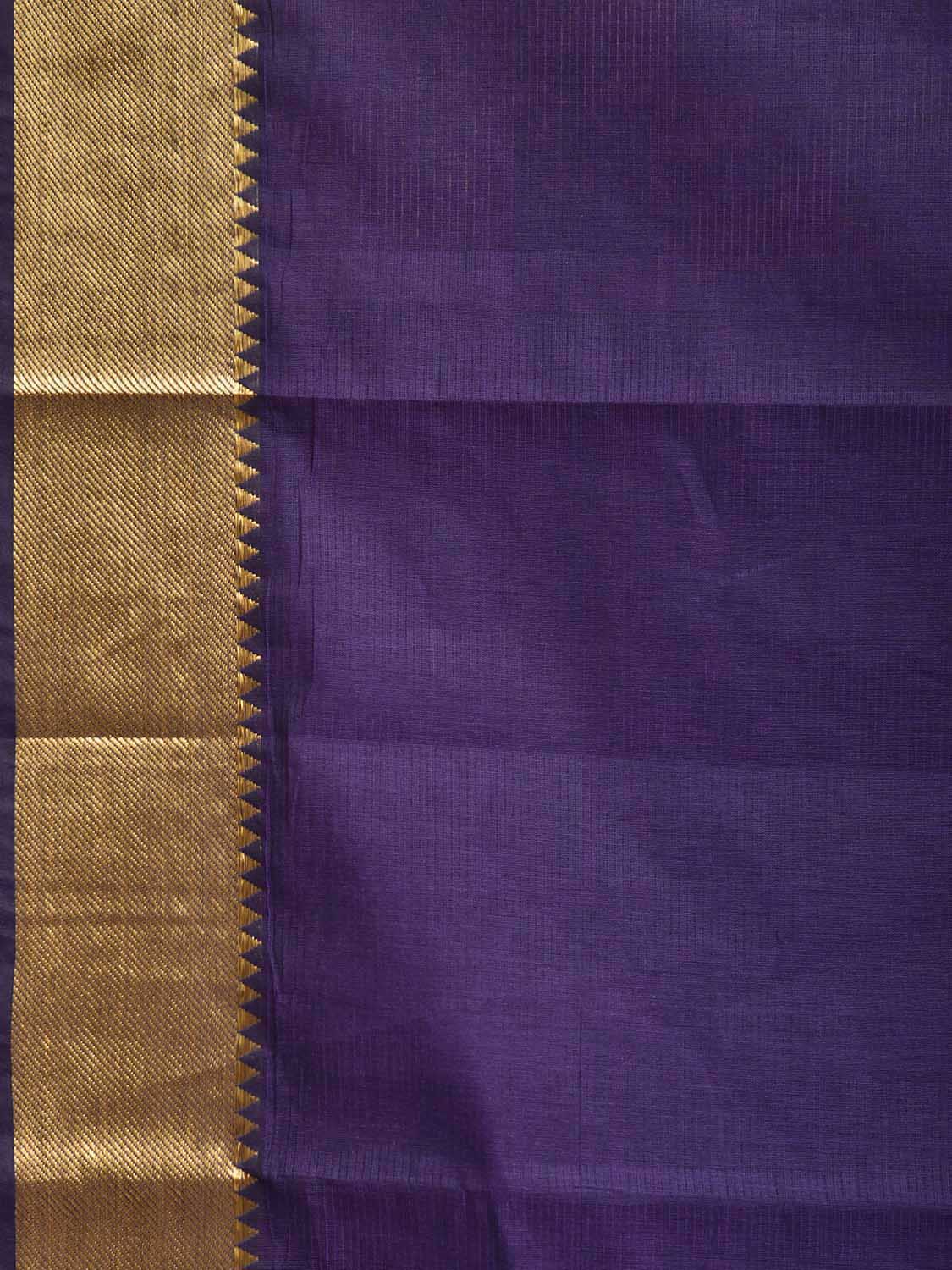 Indigo Mangalgiri Cotton Handloom Plain Saree with Strips Pallu Design No Blouse mn0141