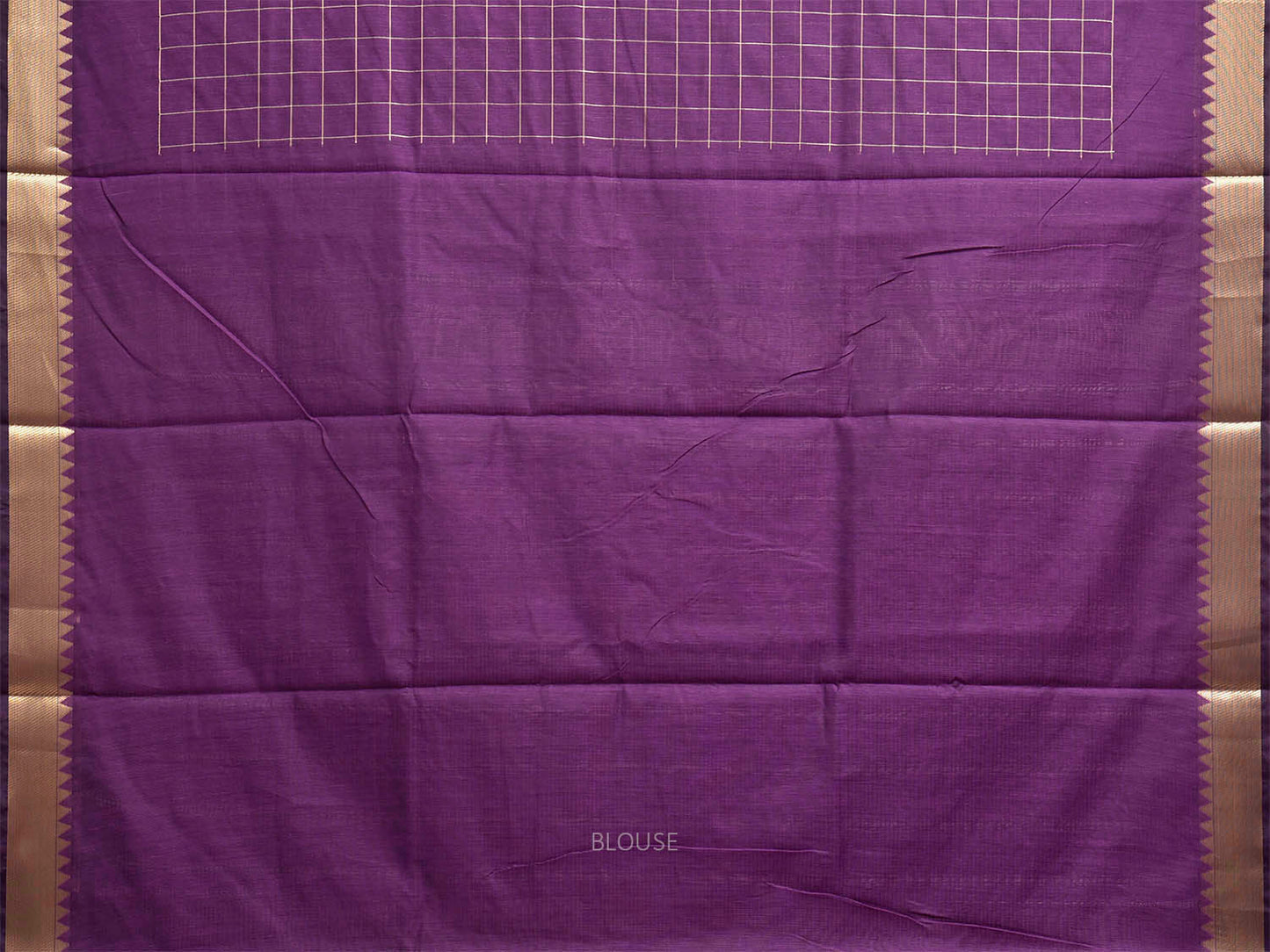 Purple Mangalgiri Cotton Viscose Saree with Big Checks Design mn0143