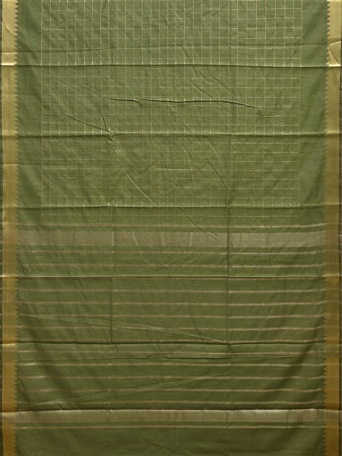 Green Mangalgiri Cotton Viscose Saree with Big Checks Design mn0144