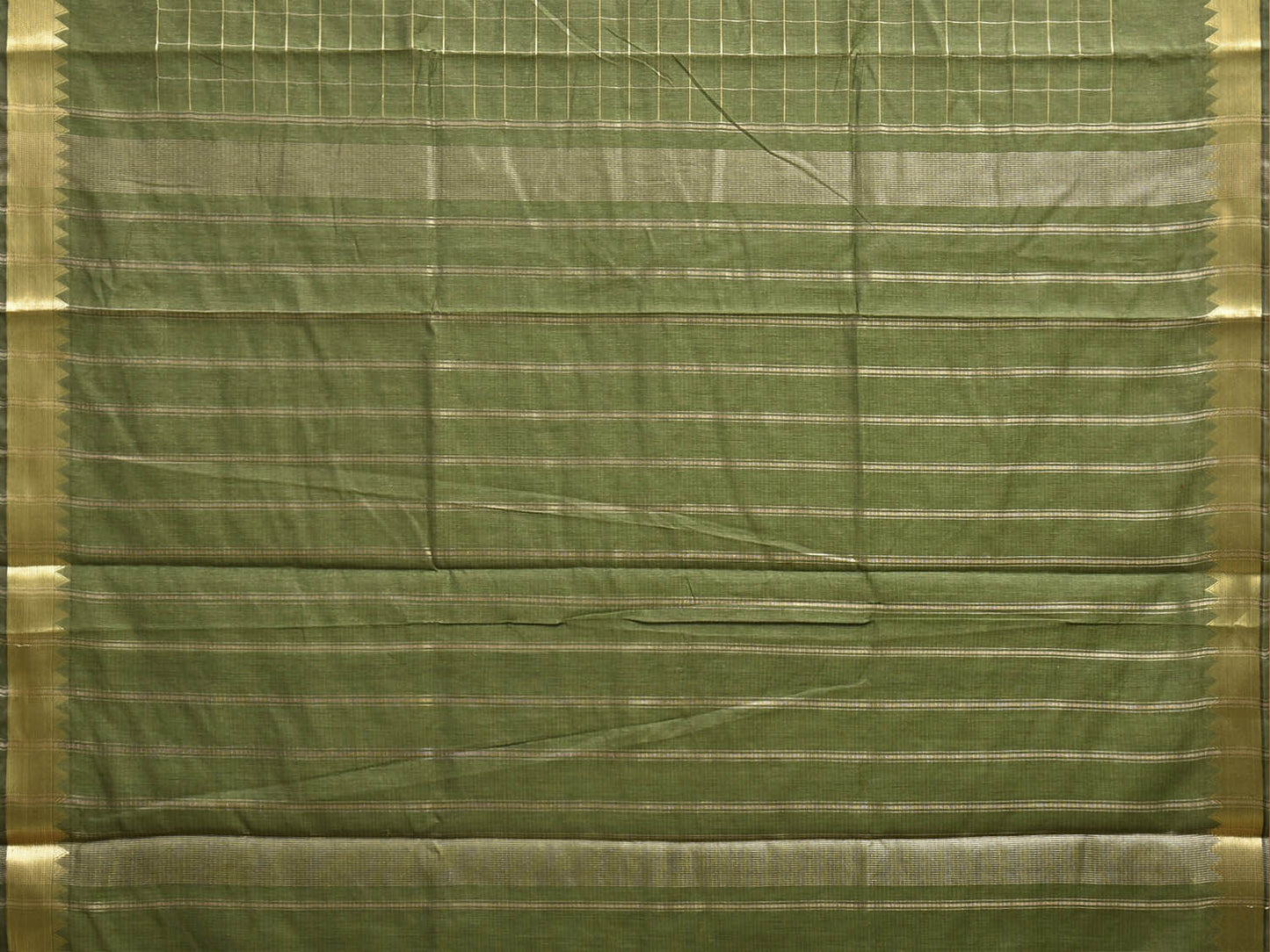 Green Mangalgiri Cotton Viscose Saree with Big Checks Design mn0144