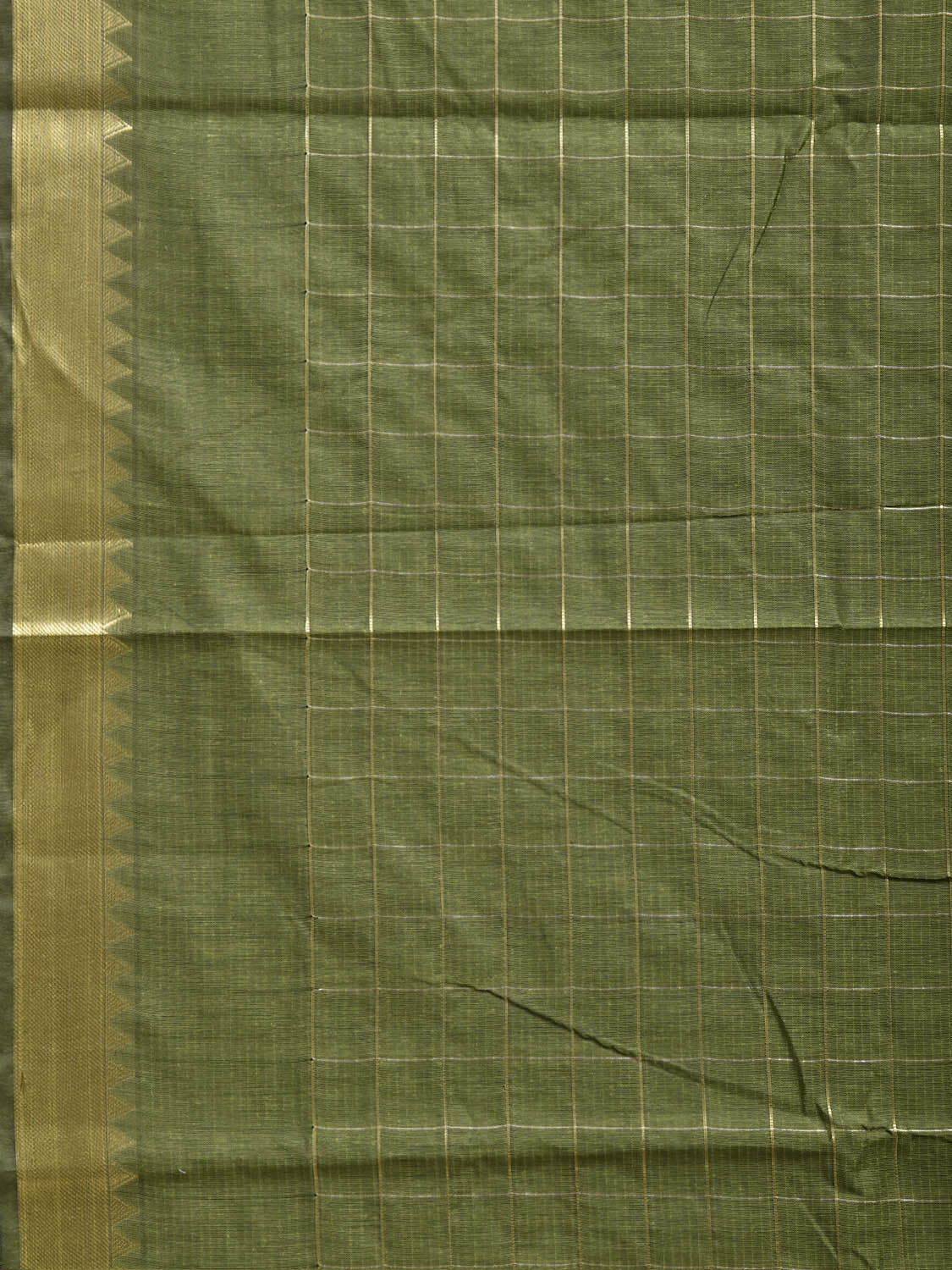 Green Mangalgiri Cotton Viscose Saree with Big Checks Design mn0144