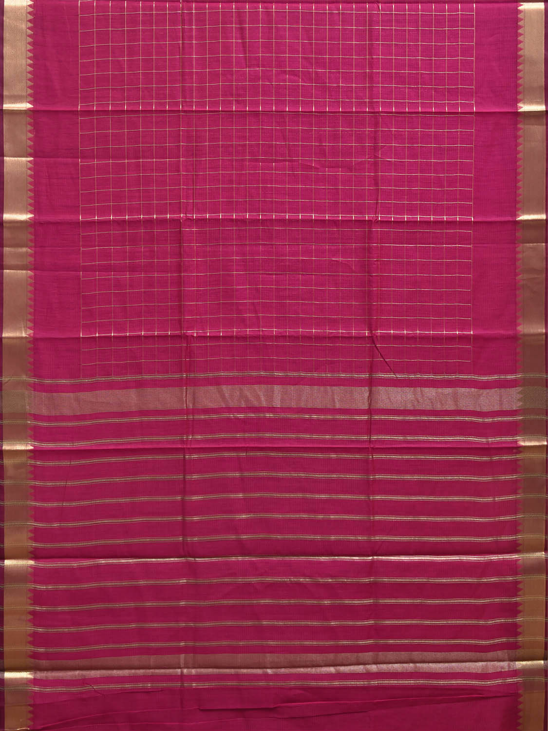Pink Mangalgiri Cotton Viscose Saree with Big Checks Design mn0145