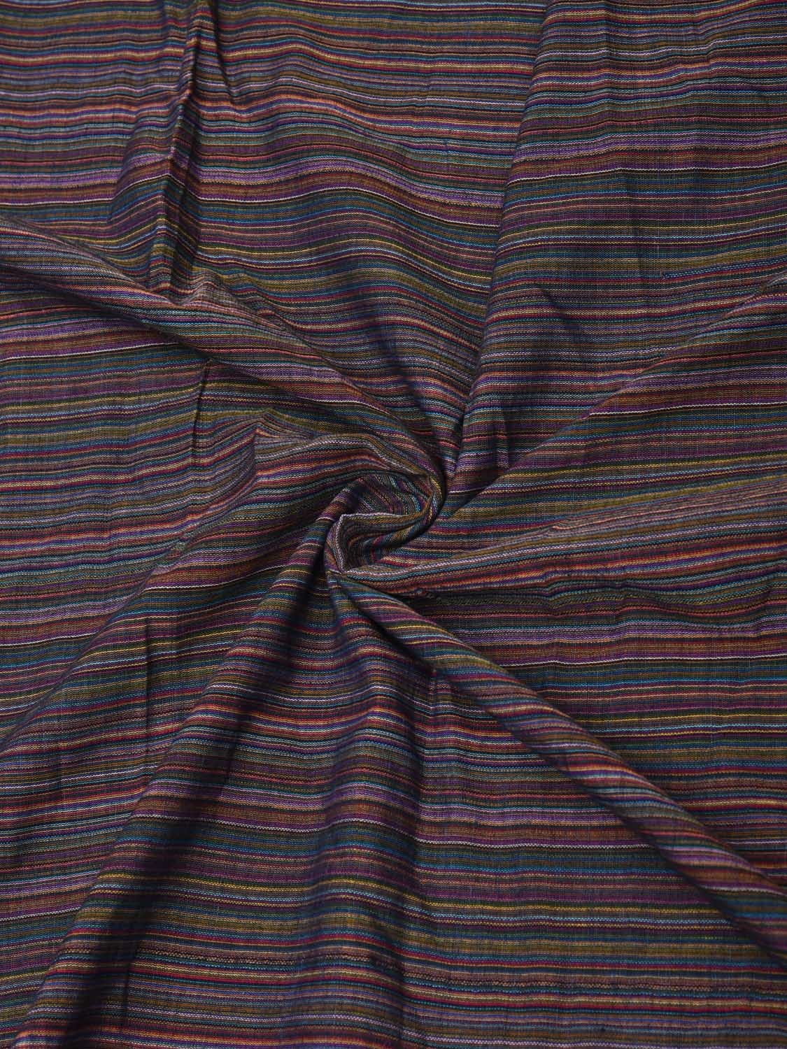 Multicolor Cotton Handloom 2.5mts Fabric With Strips Design f0180