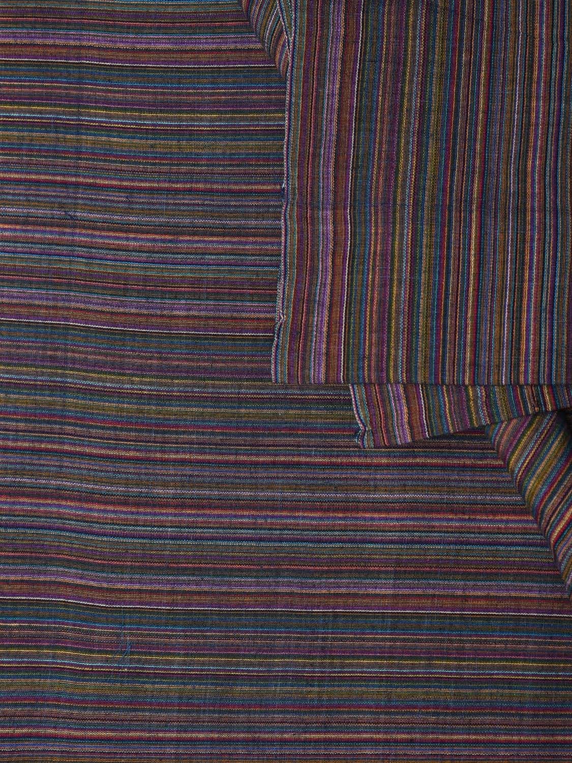 Multicolor Cotton Handloom 2.5mts Fabric With Strips Design f0180