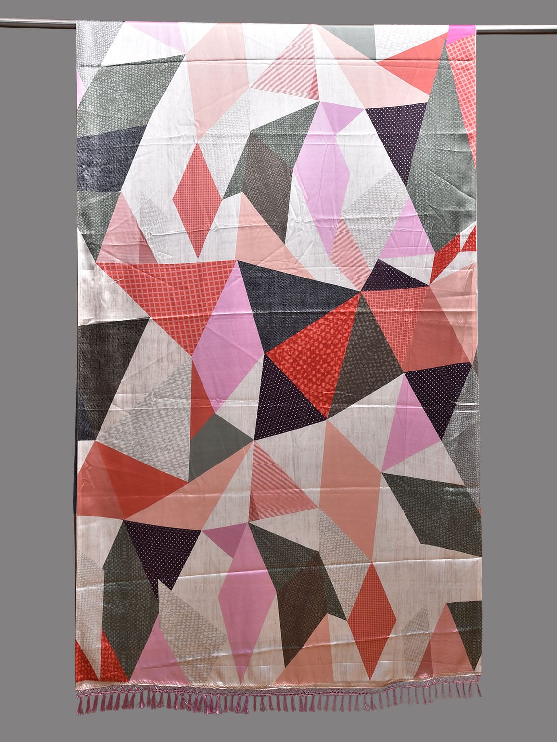 Multicolor Digital Print Satin Saree with Abstract Design o0677