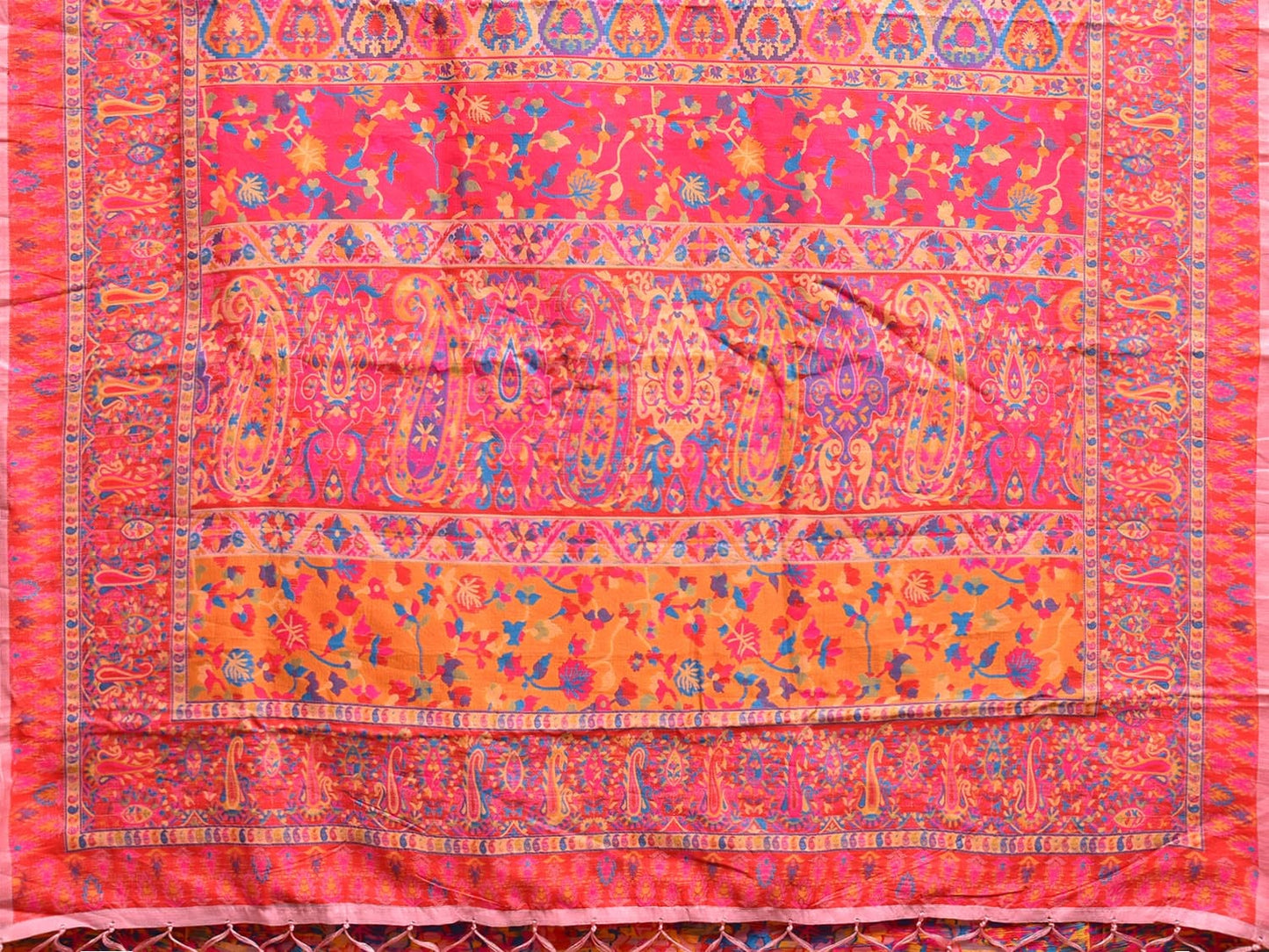 Multicolor Jacquard Cut Work Kashmiri Pashmina Design on Soft Modal Silk o0576
