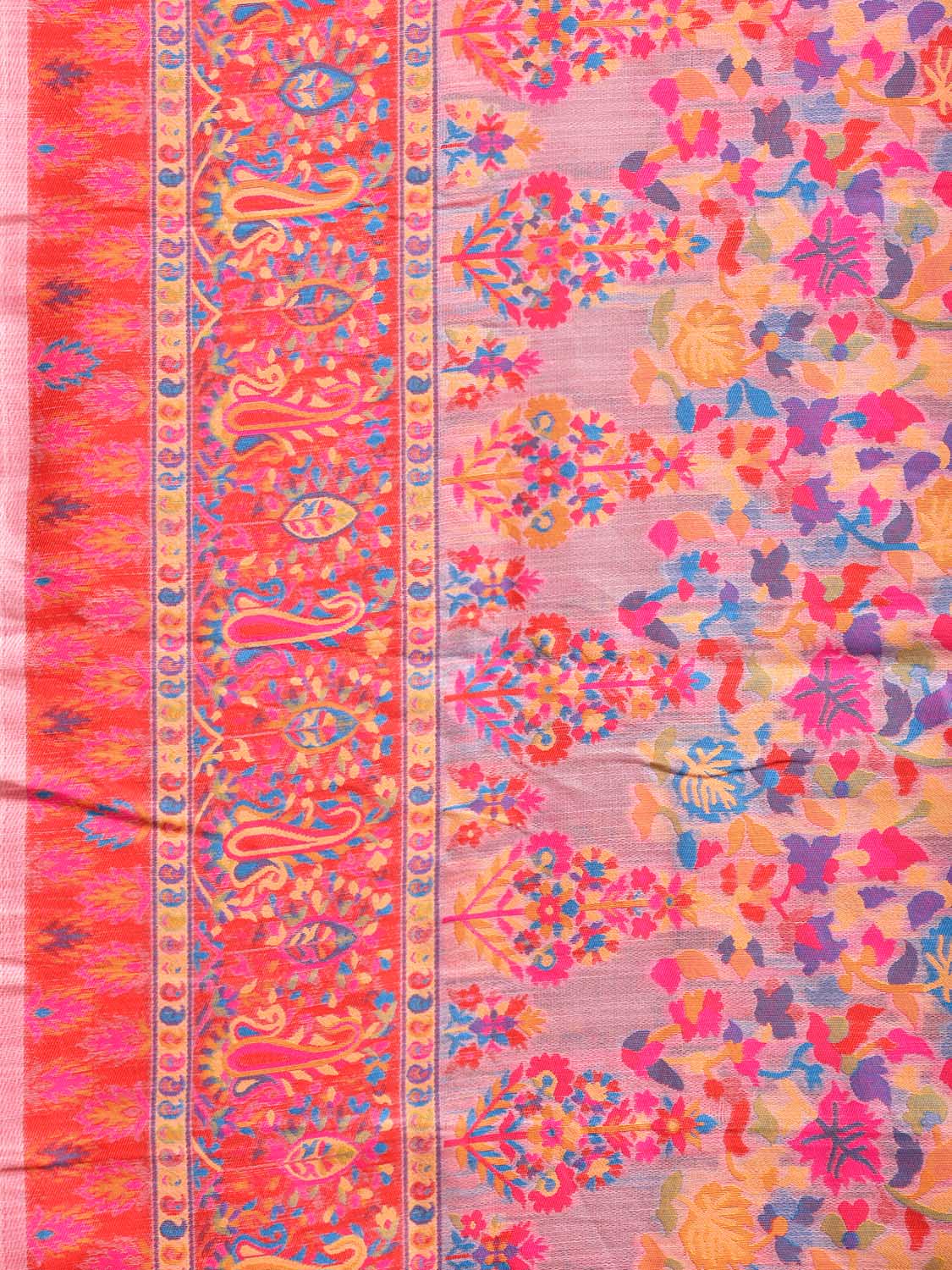 Multicolor Jacquard Cut Work Kashmiri Pashmina Design on Soft Modal Silk o0576