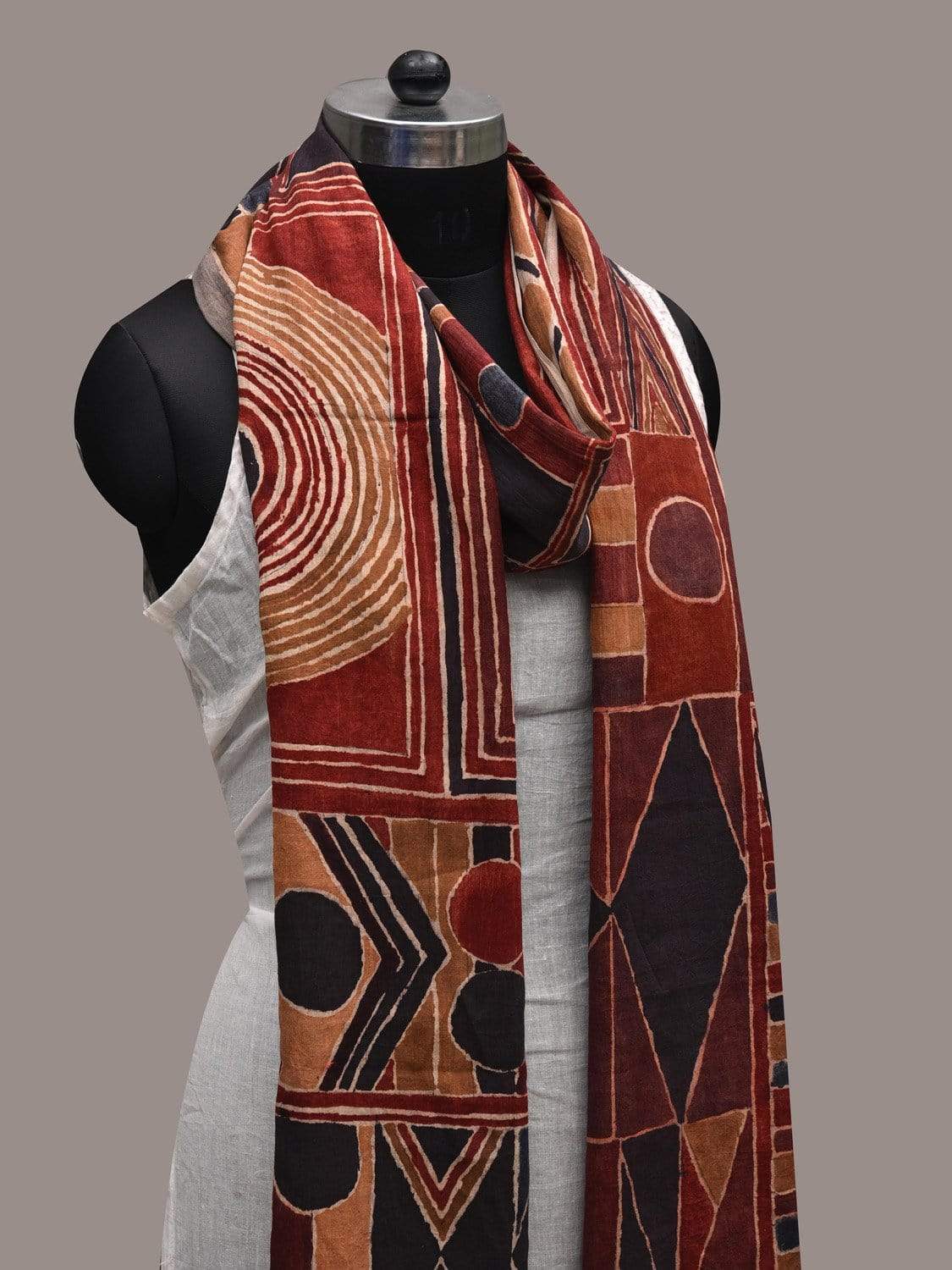 Multicolor Kalamkari Hand Painted Cotton Handloom Dupatta with Geometric Design ds2527