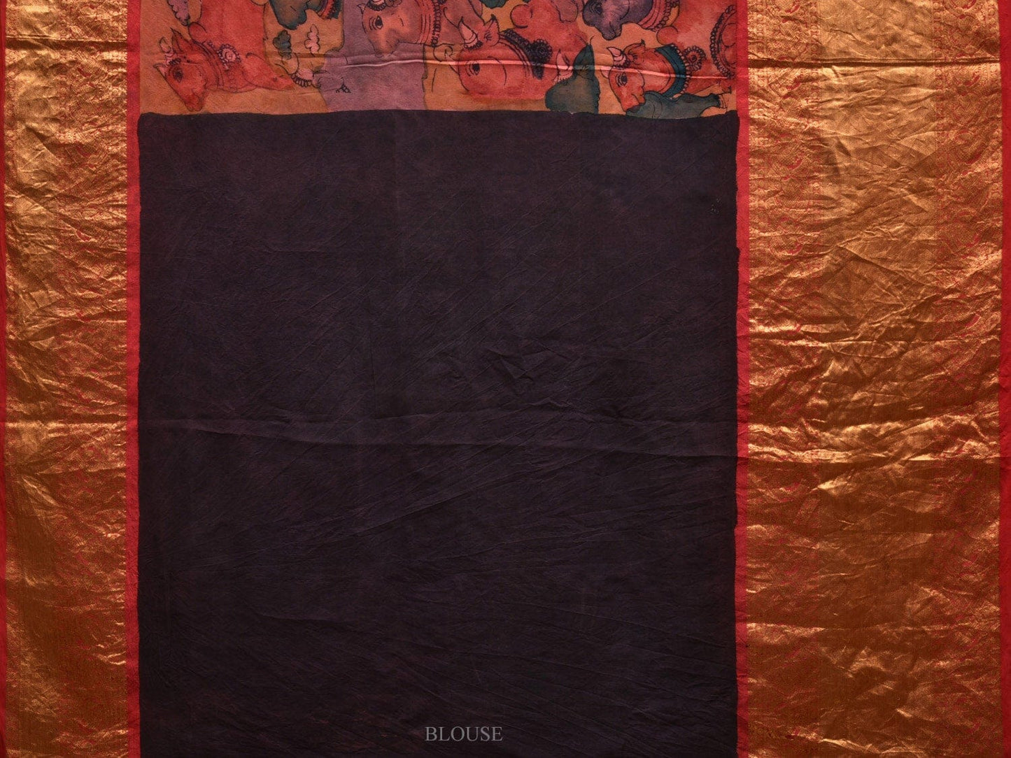 Multicolor Kalamkari Hand Painted Kanchipuram Silk Handloom Saree with Krishna Leela Design KL0587