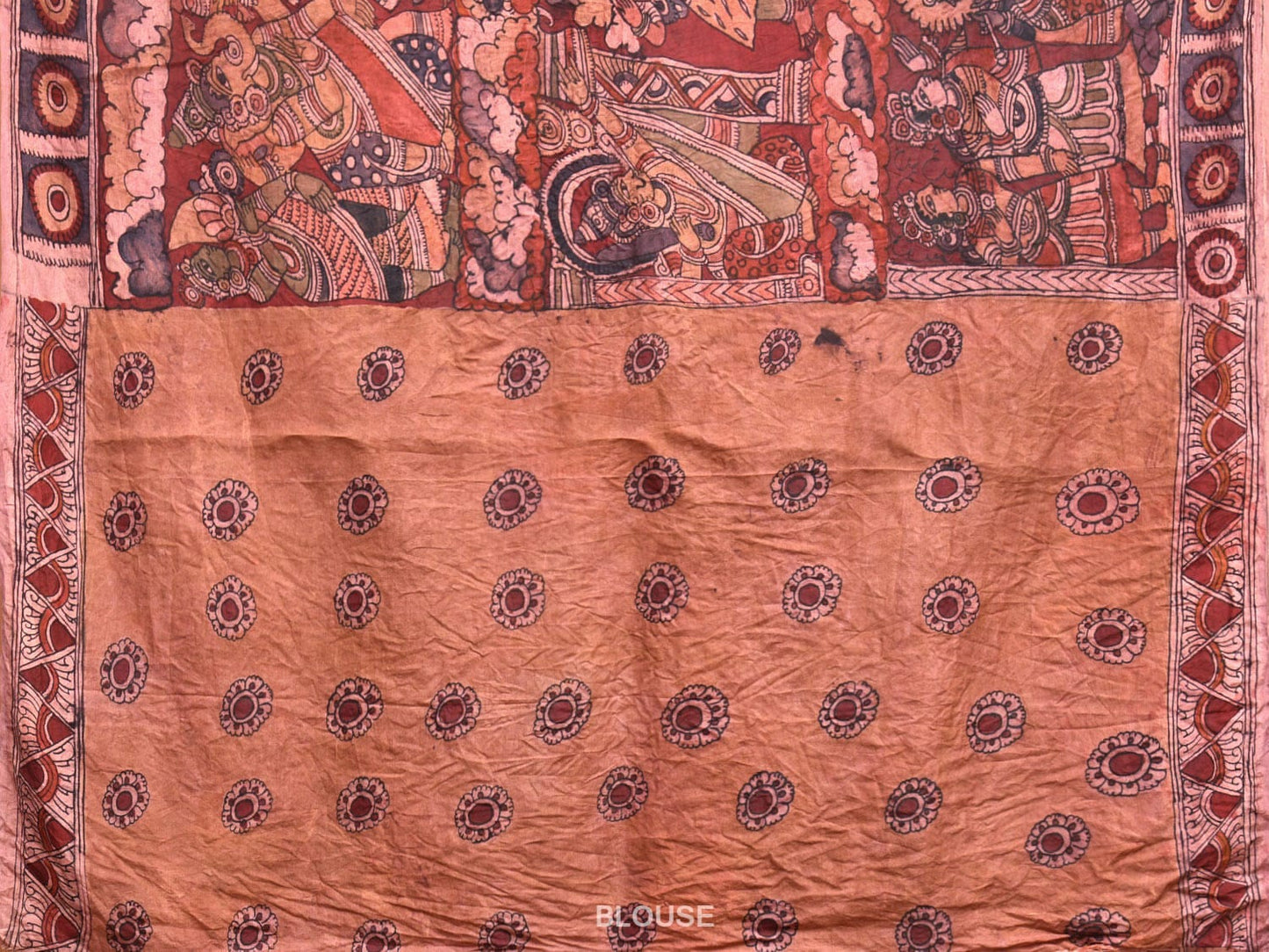 Multicolor Kalamkari Hand Painted Silk Handloom Saree with Krishna Design KL0777